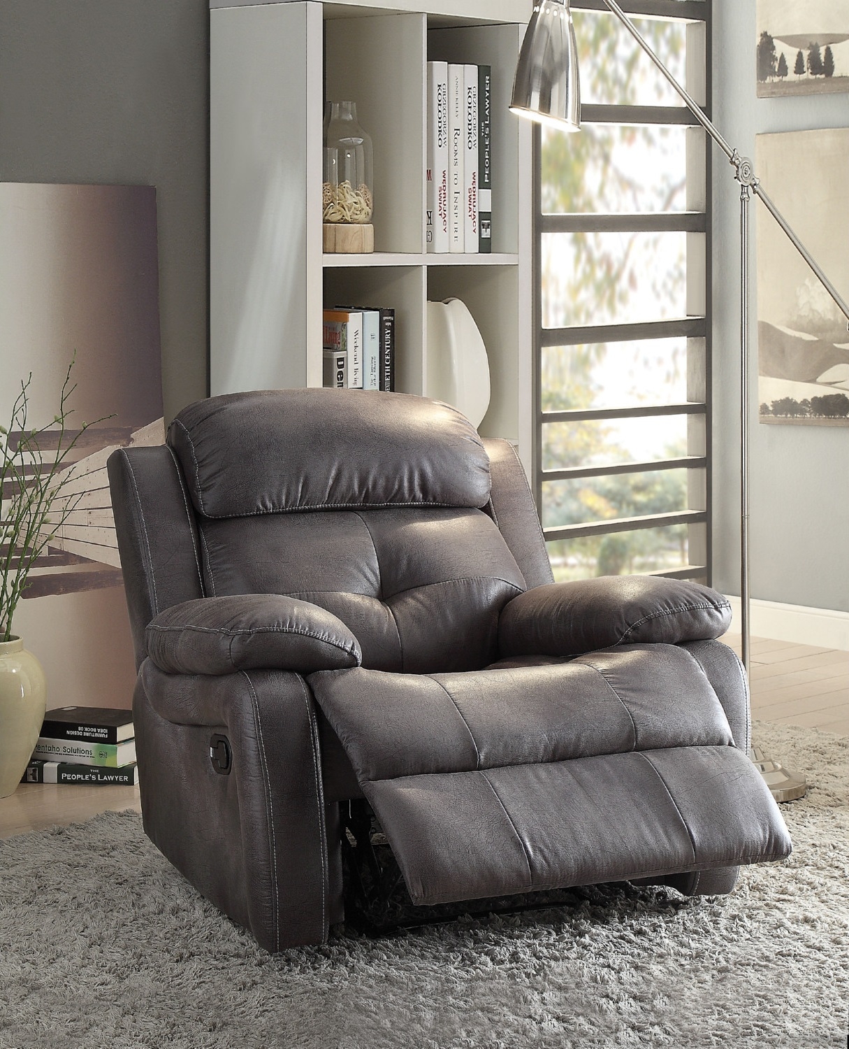 Ashe Polished Microfiber Recliner Chair
