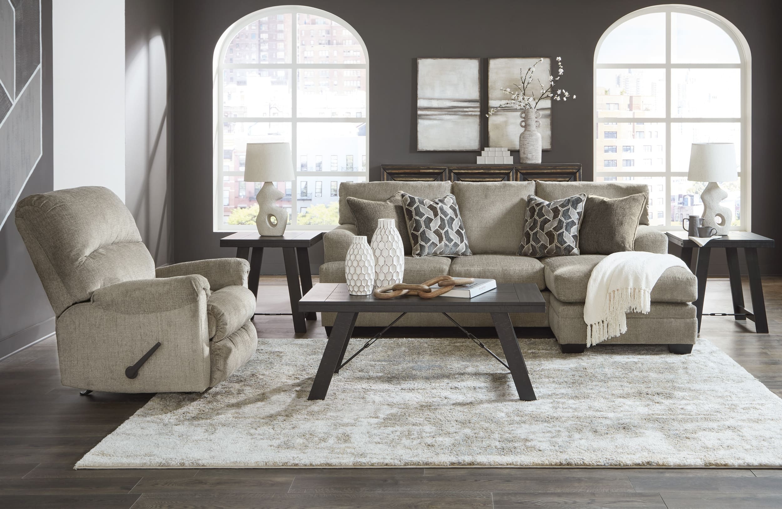 Ashley Stonemeade Polyester Sofa And Chair