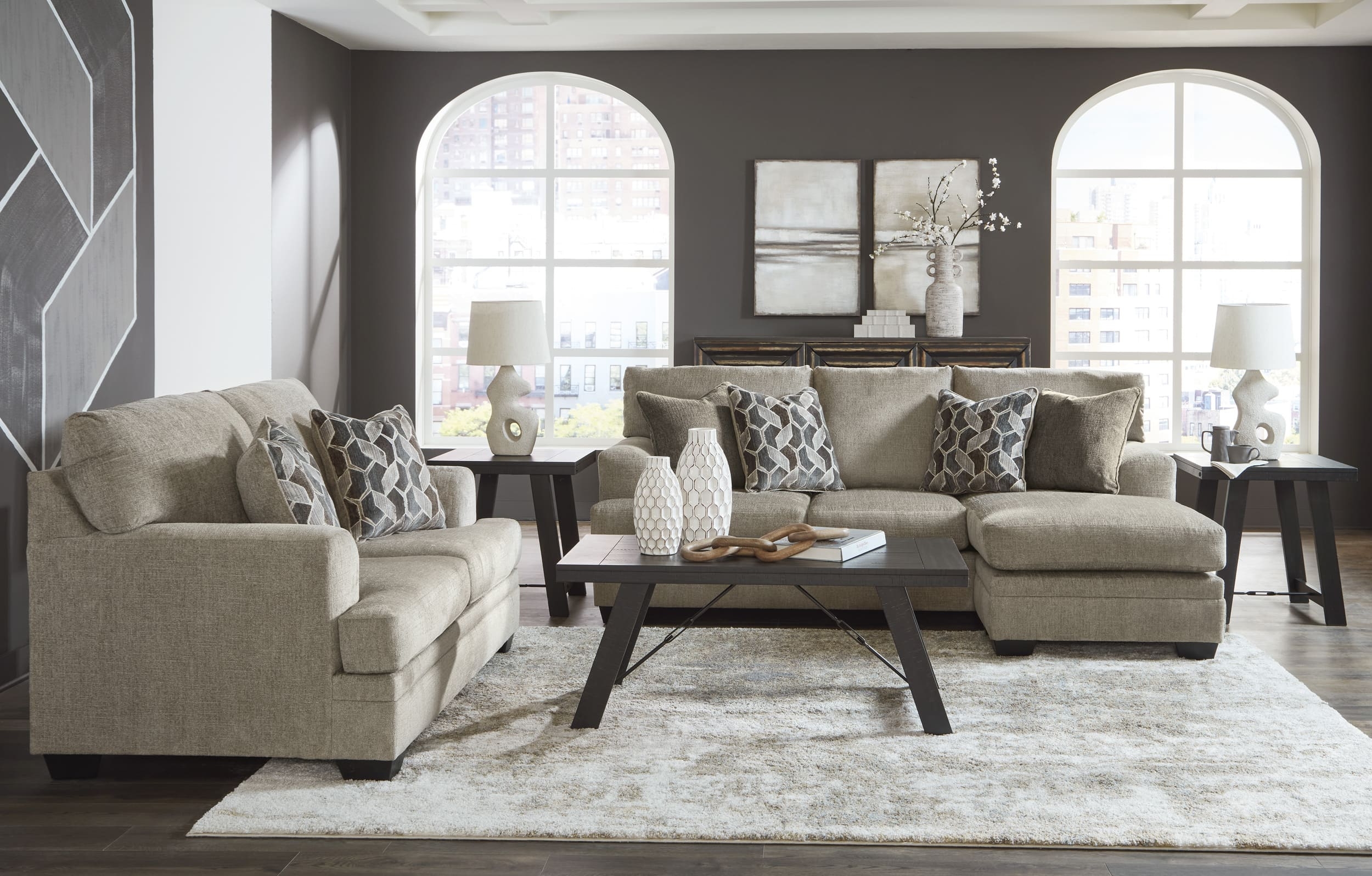 Stonemeade Polyester L-Shaped Sectional Sofa w/Reversible Chaise