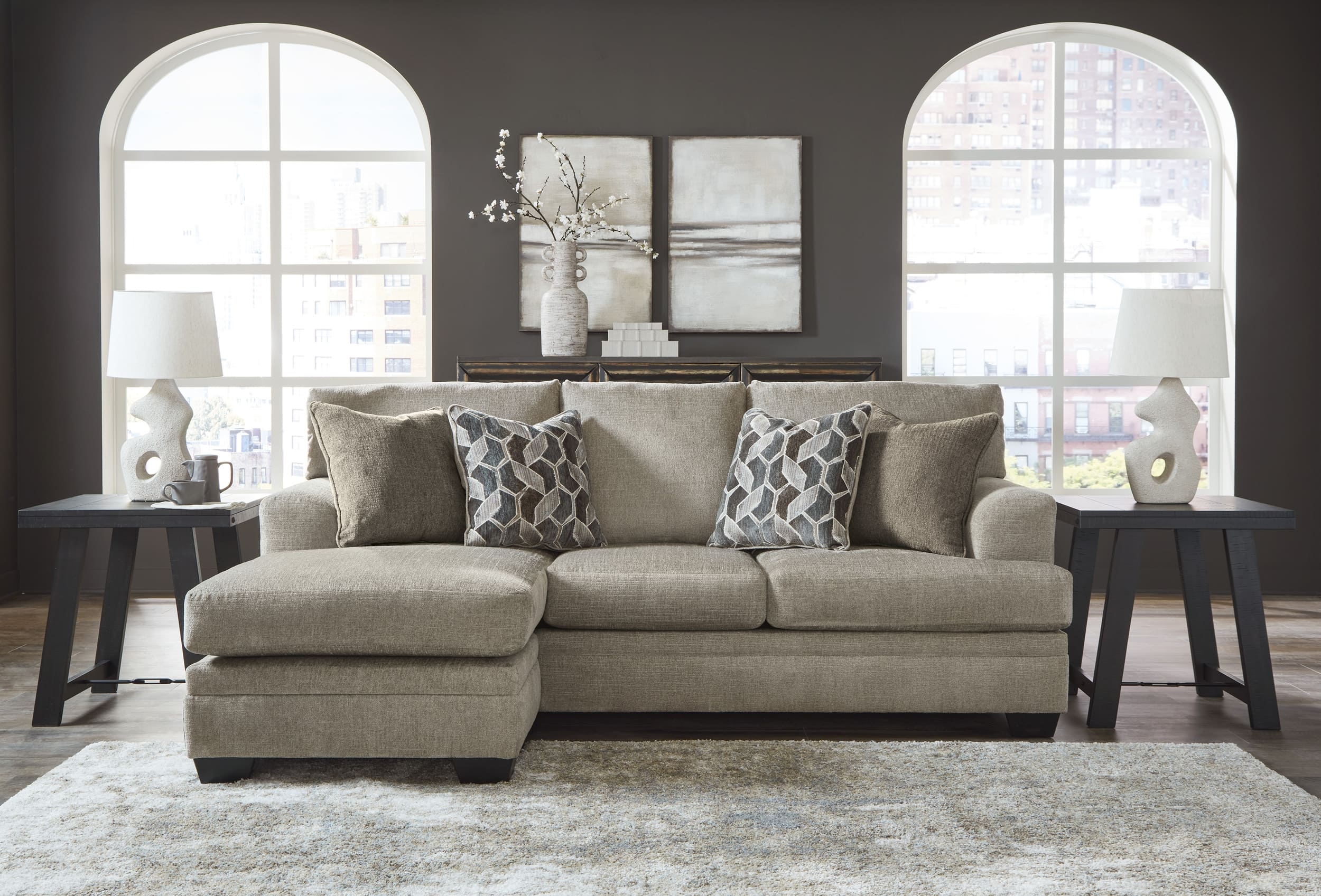 Stonemeade Polyester L-Shaped Sectional Sofa w/Reversible Chaise