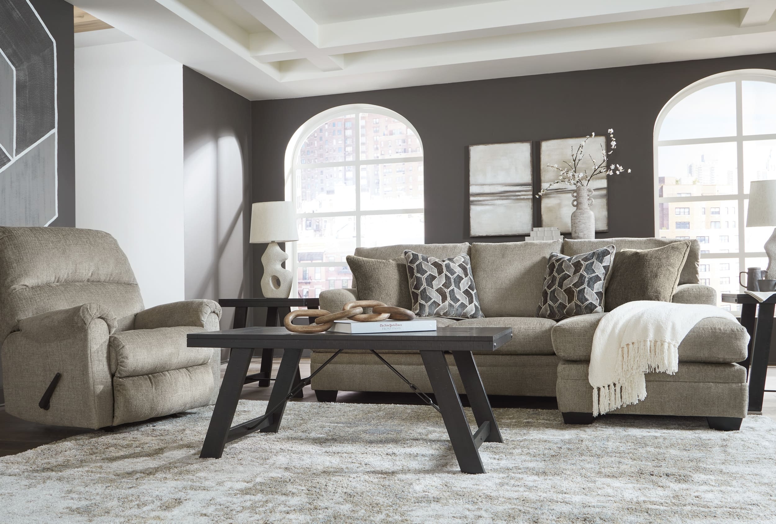 Stonemeade Polyester L-Shaped Sectional Sofa w/Reversible Chaise