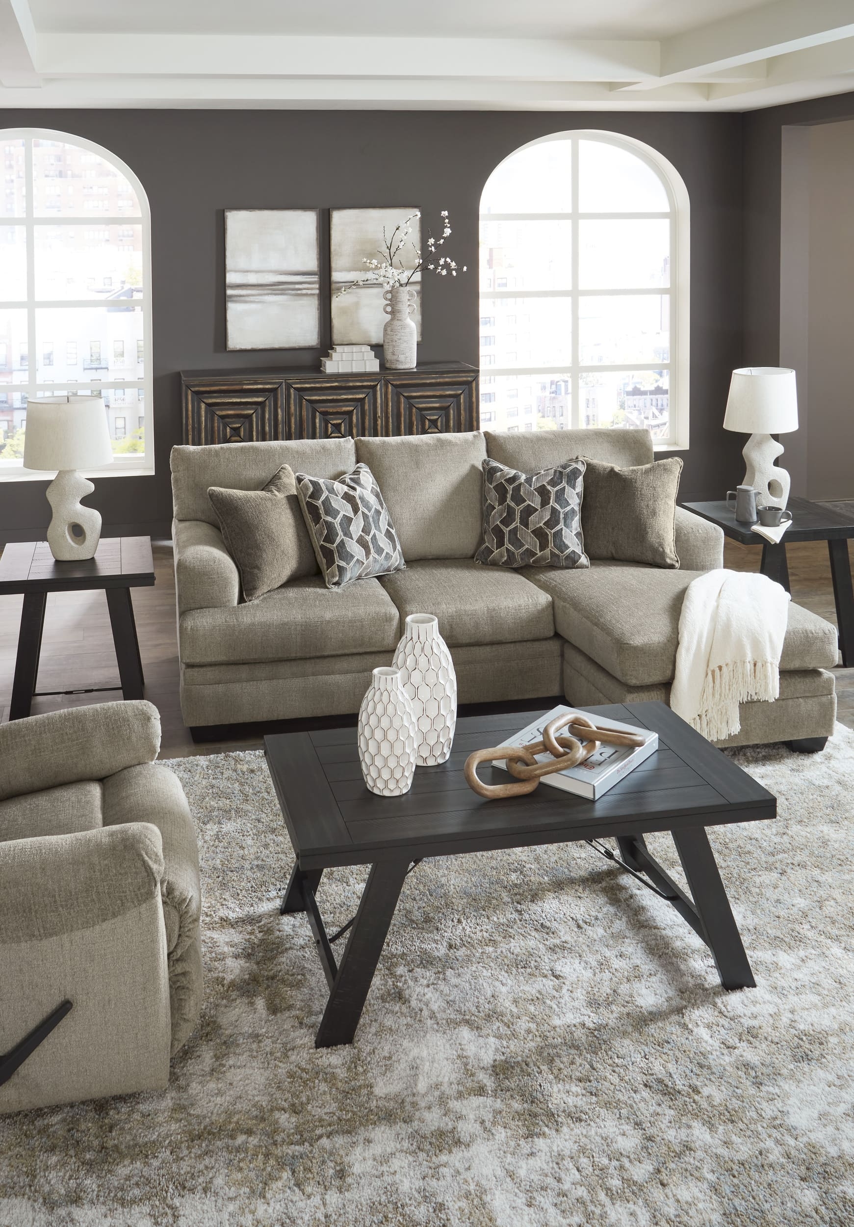 Stonemeade Polyester L-Shaped Sectional Sofa w/Reversible Chaise