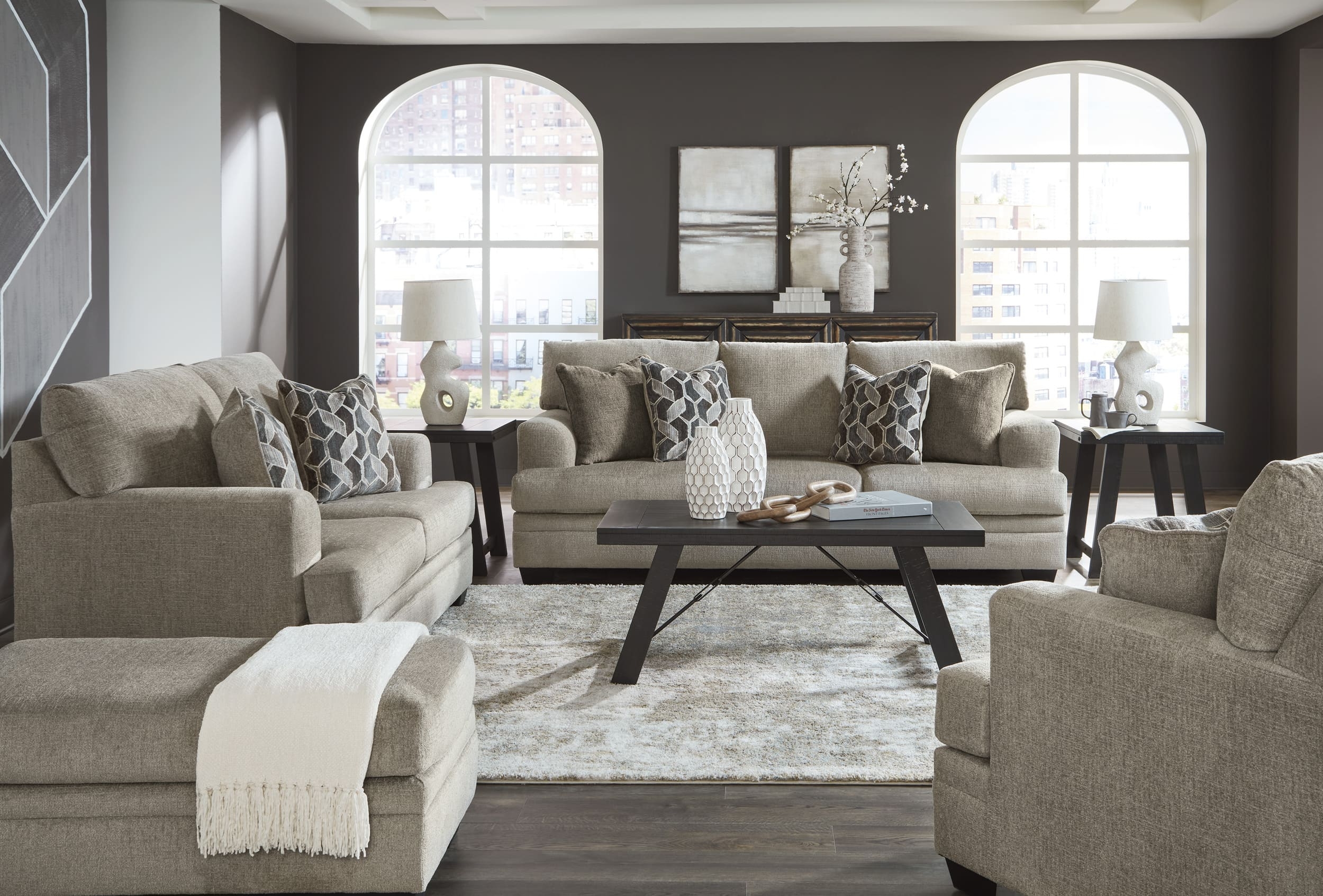 Stonemeade Taupe Sofa, Chair And Ottoman by Ashley