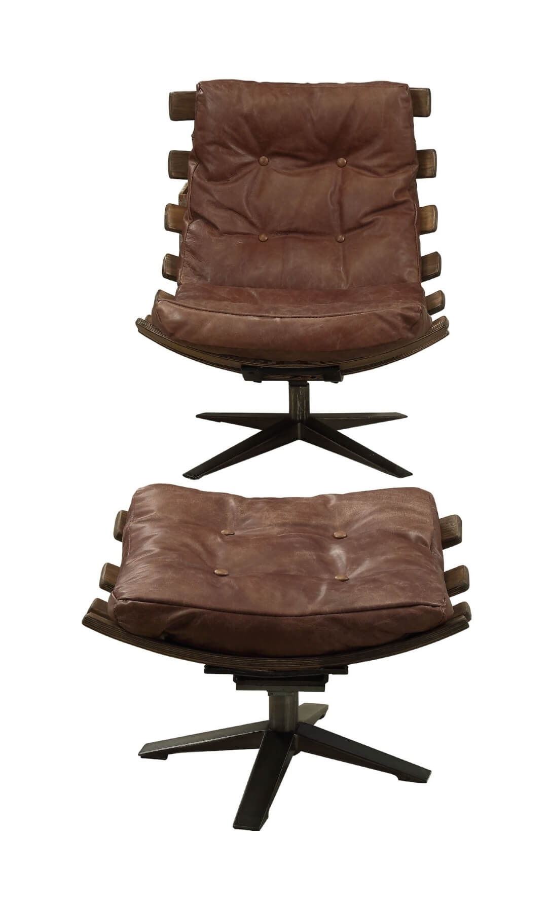 Gandy Top Grain Leather Accent Chair & Ottoman Set