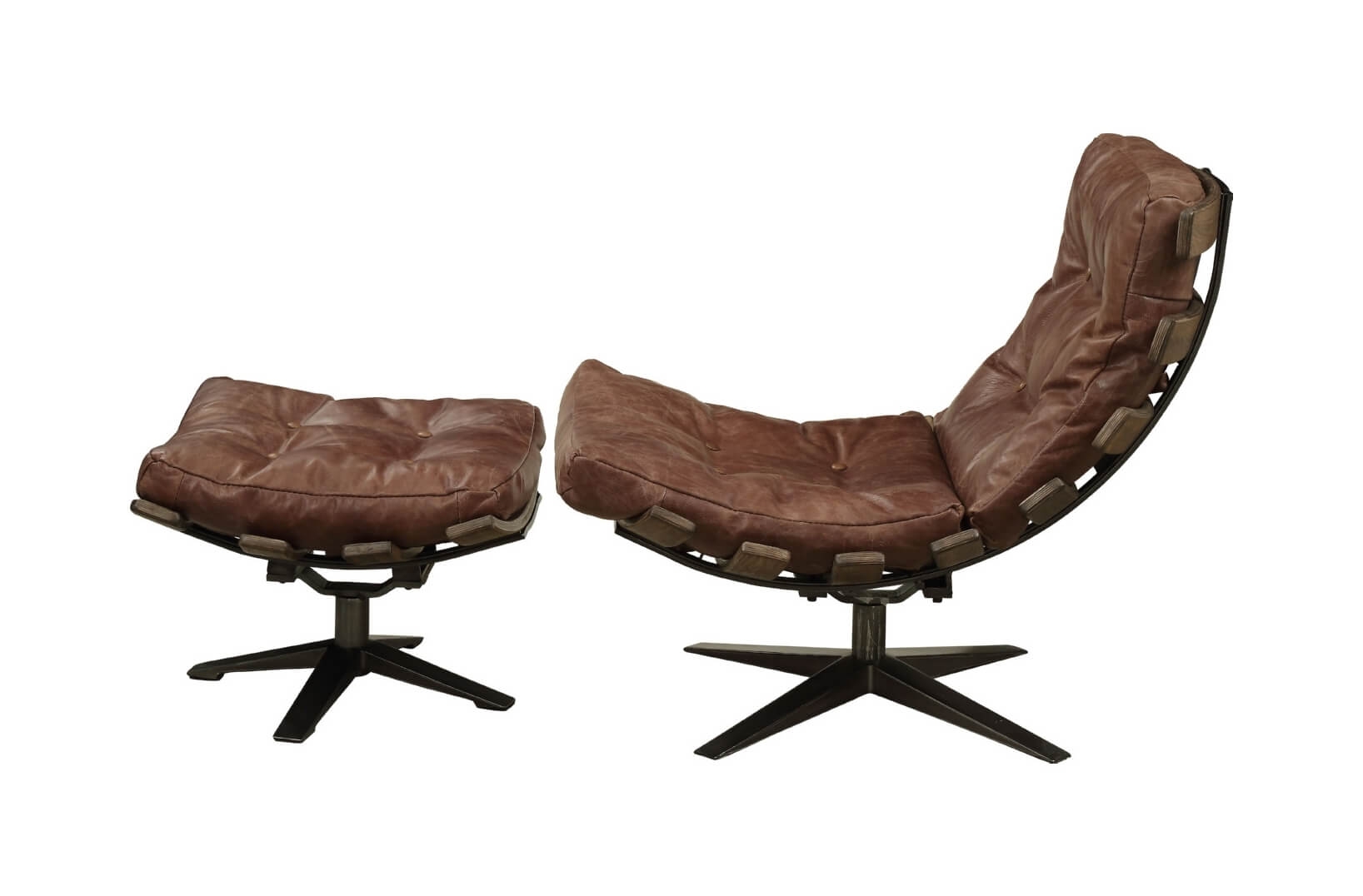 Gandy Top Grain Leather Accent Chair & Ottoman Set