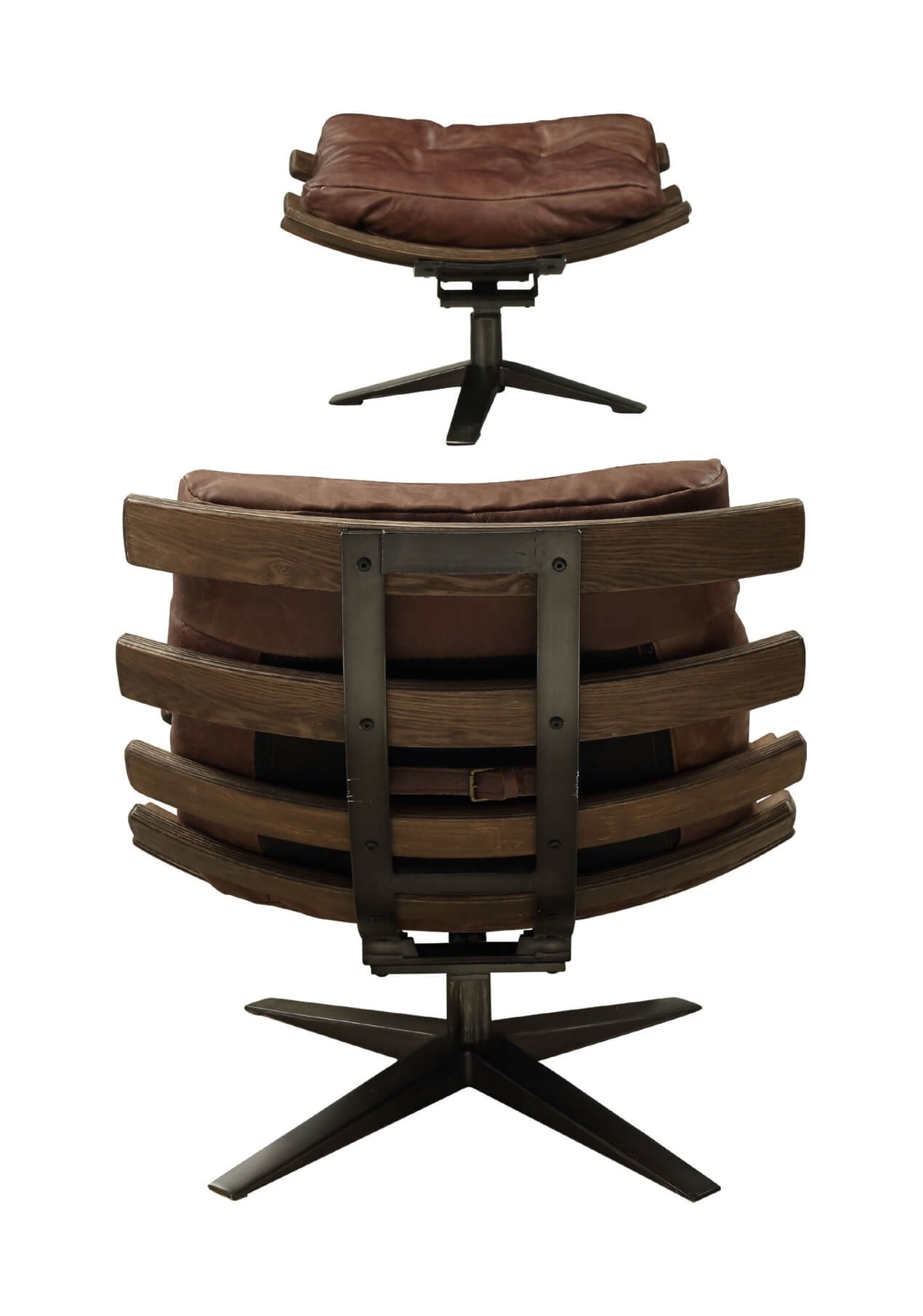 Gandy Top Grain Leather Accent Chair & Ottoman Set