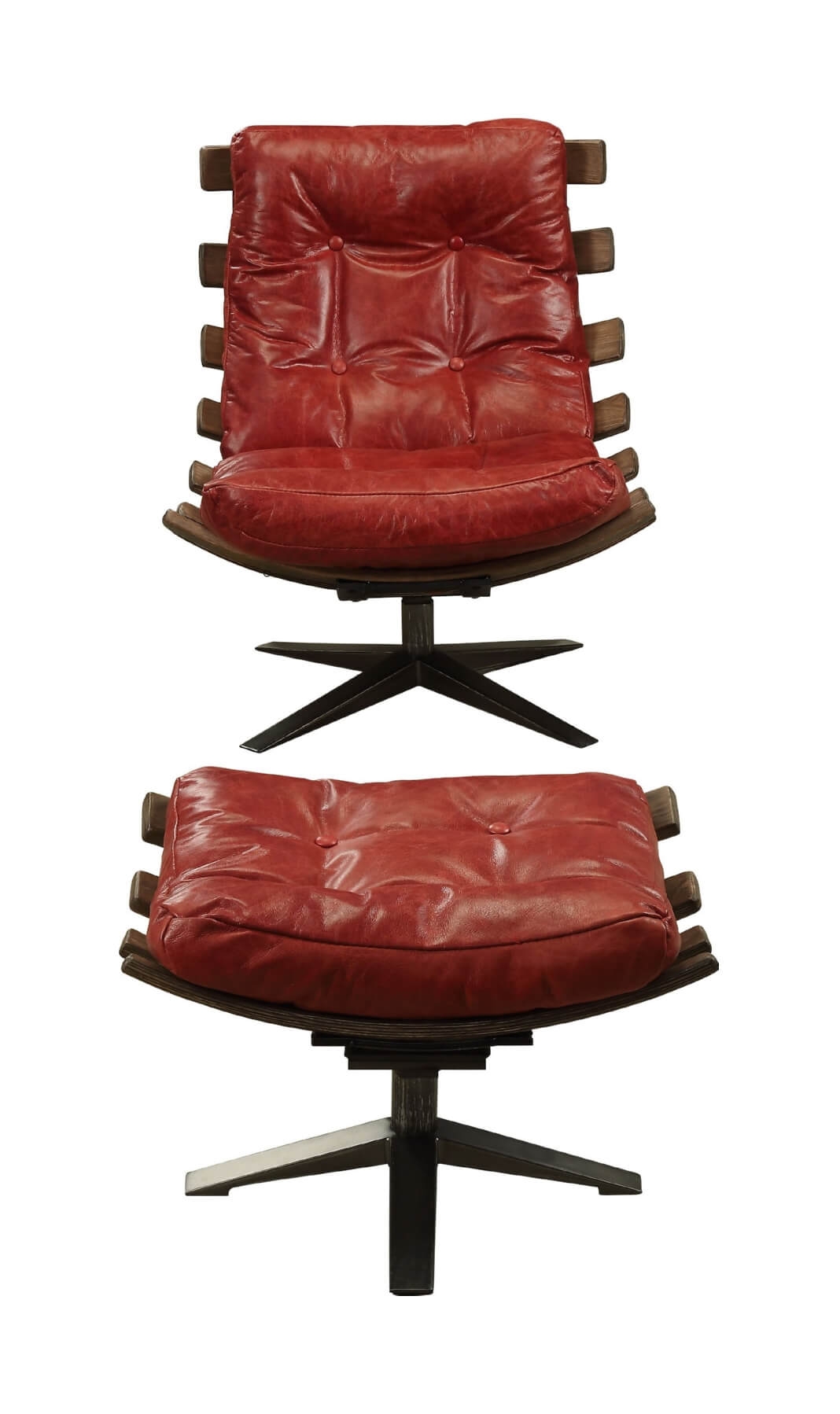 Gandy Top Grain Leather Accent Chair & Ottoman Set
