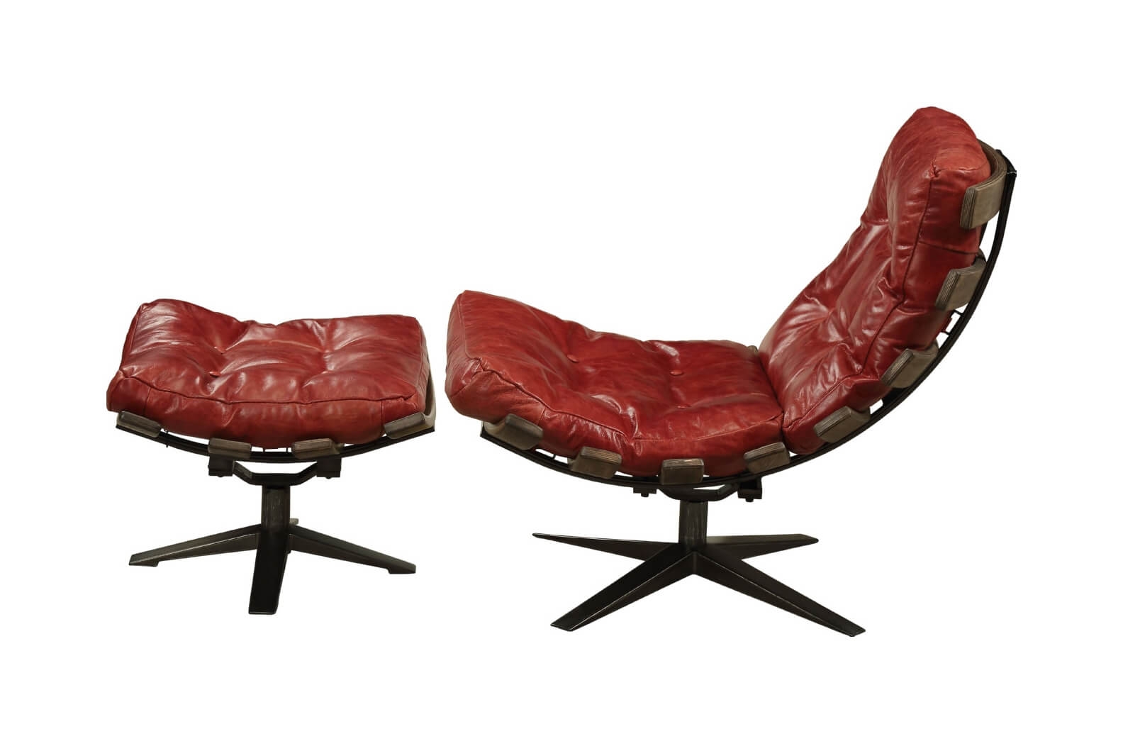 Gandy Top Grain Leather Accent Chair & Ottoman Set