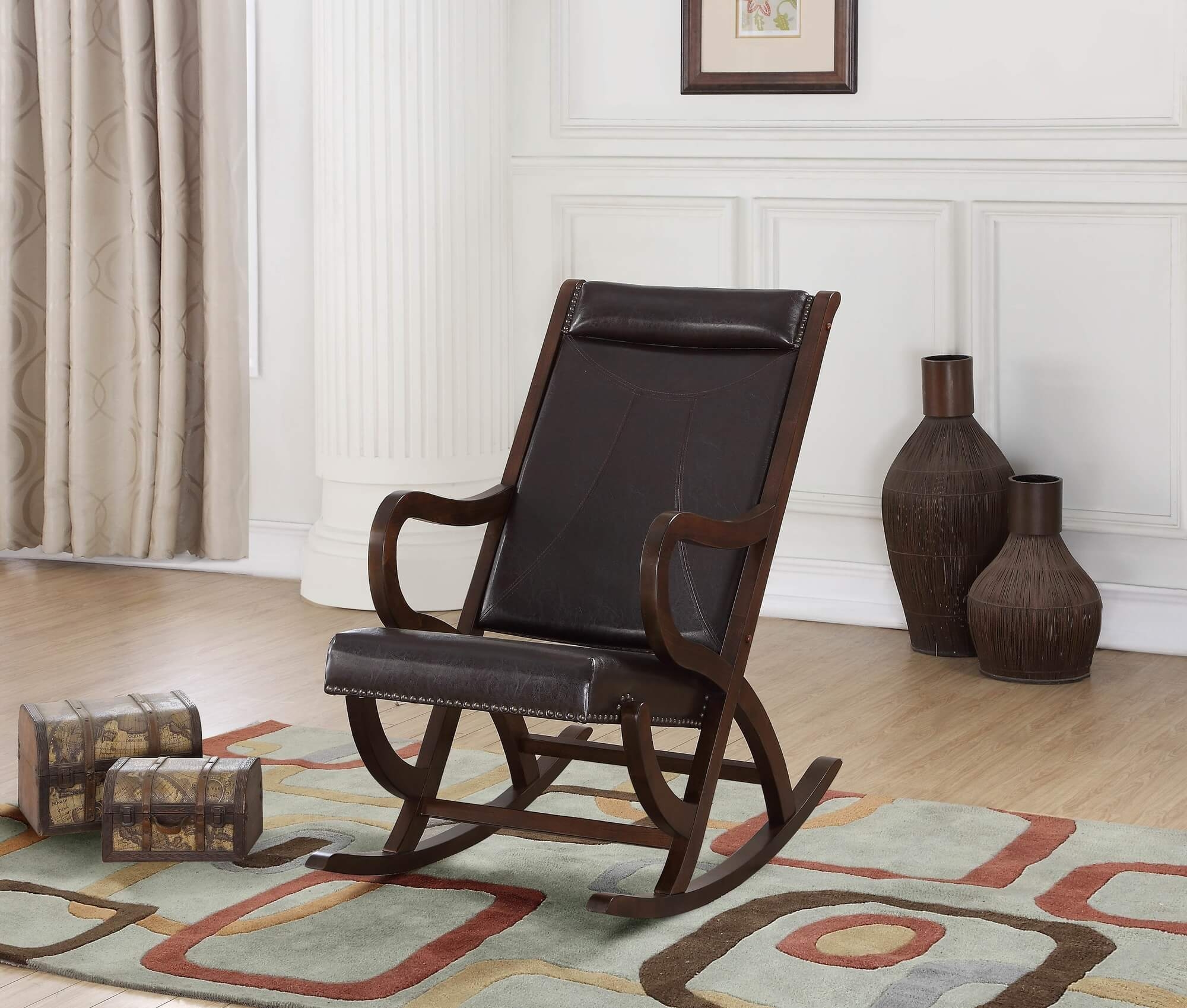 Triton Leatherette/Wood Rocking Chair