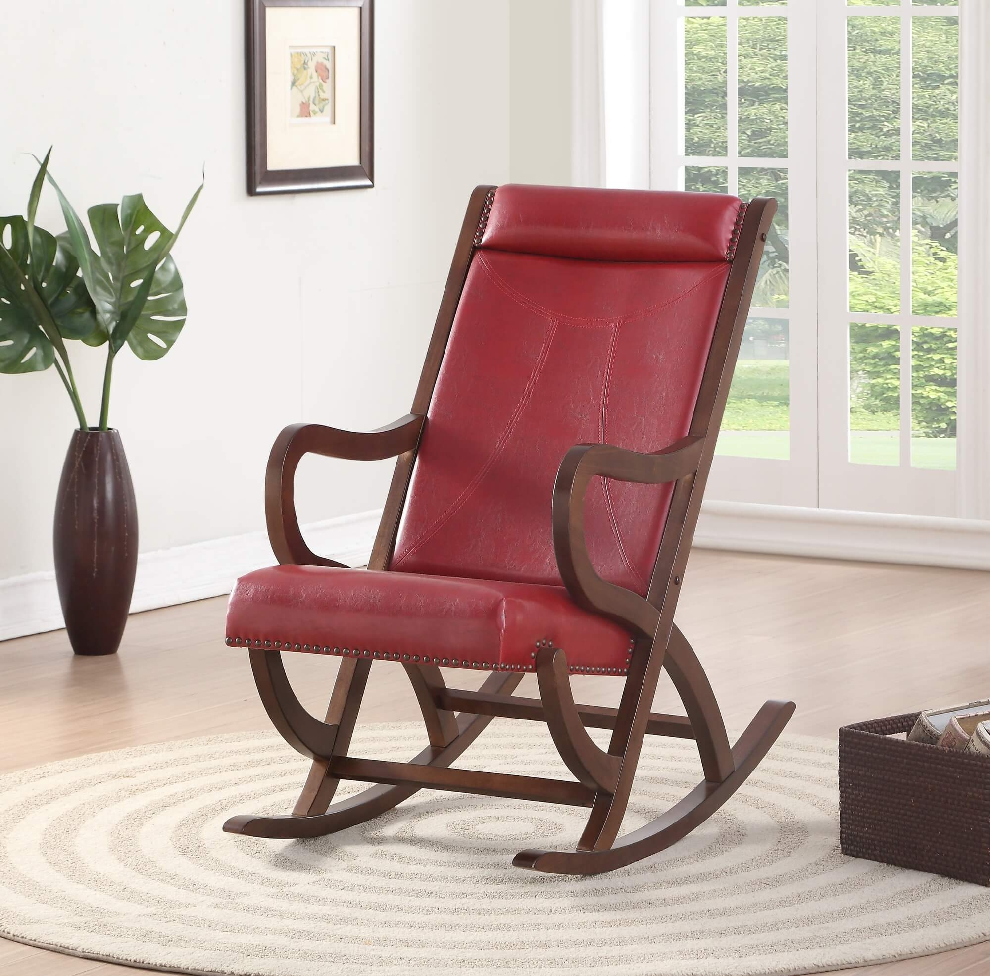 Triton Leatherette/Wood Rocking Chair