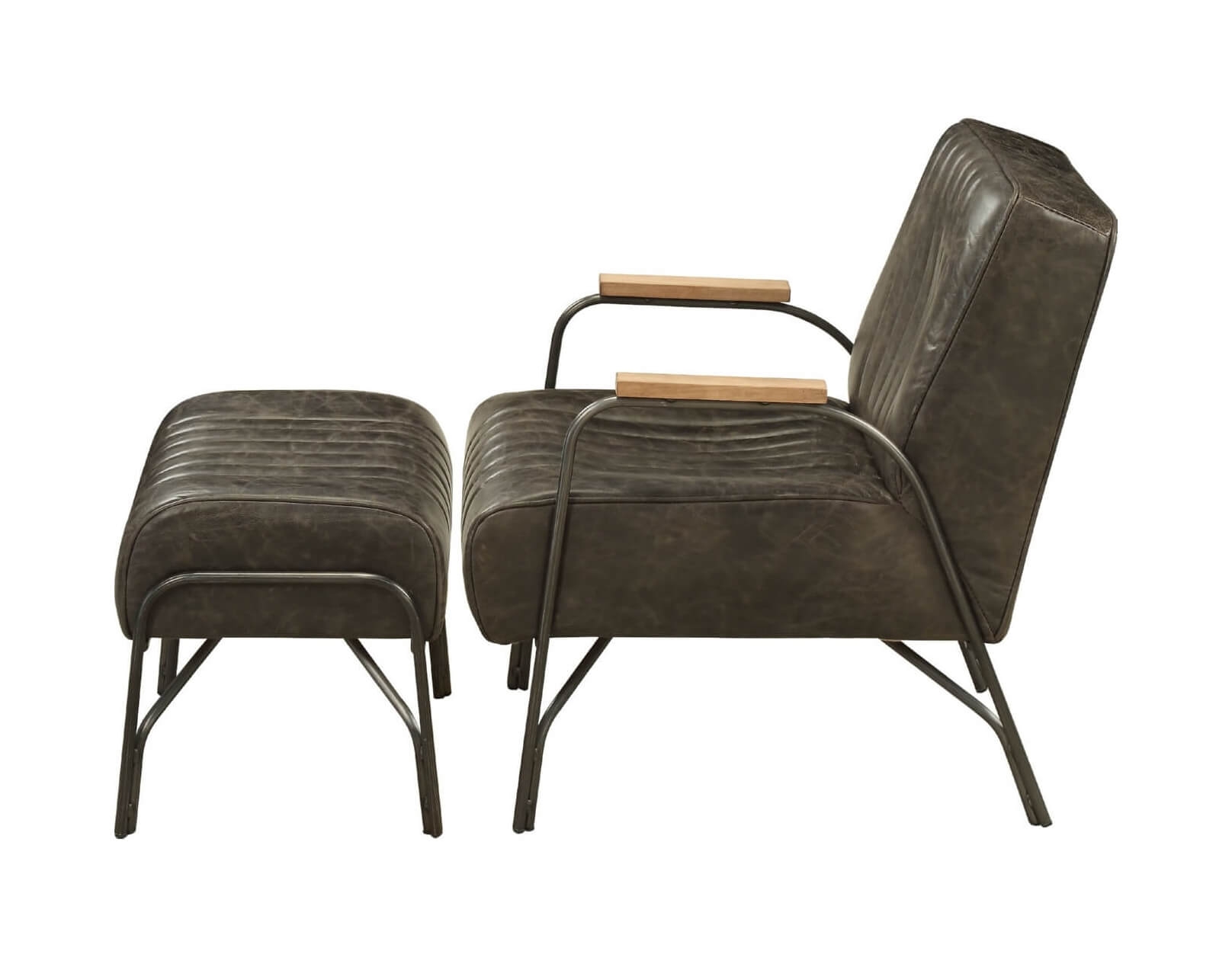 Sarahi Top Grain Leather Accent Chair & Ottoman Set