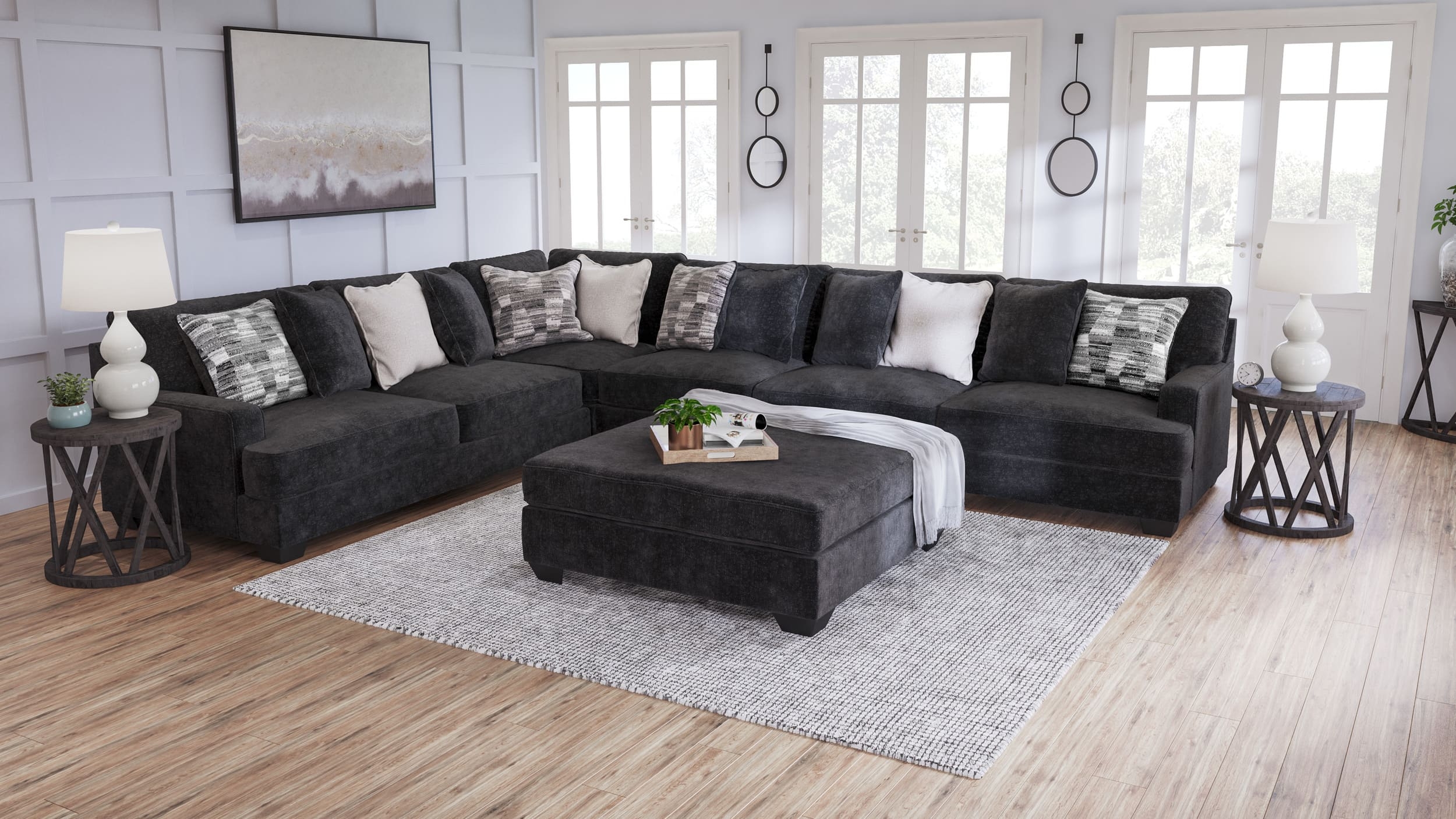 Lavernett 4-Piece Polyester L-Shaped Sectional Sofa