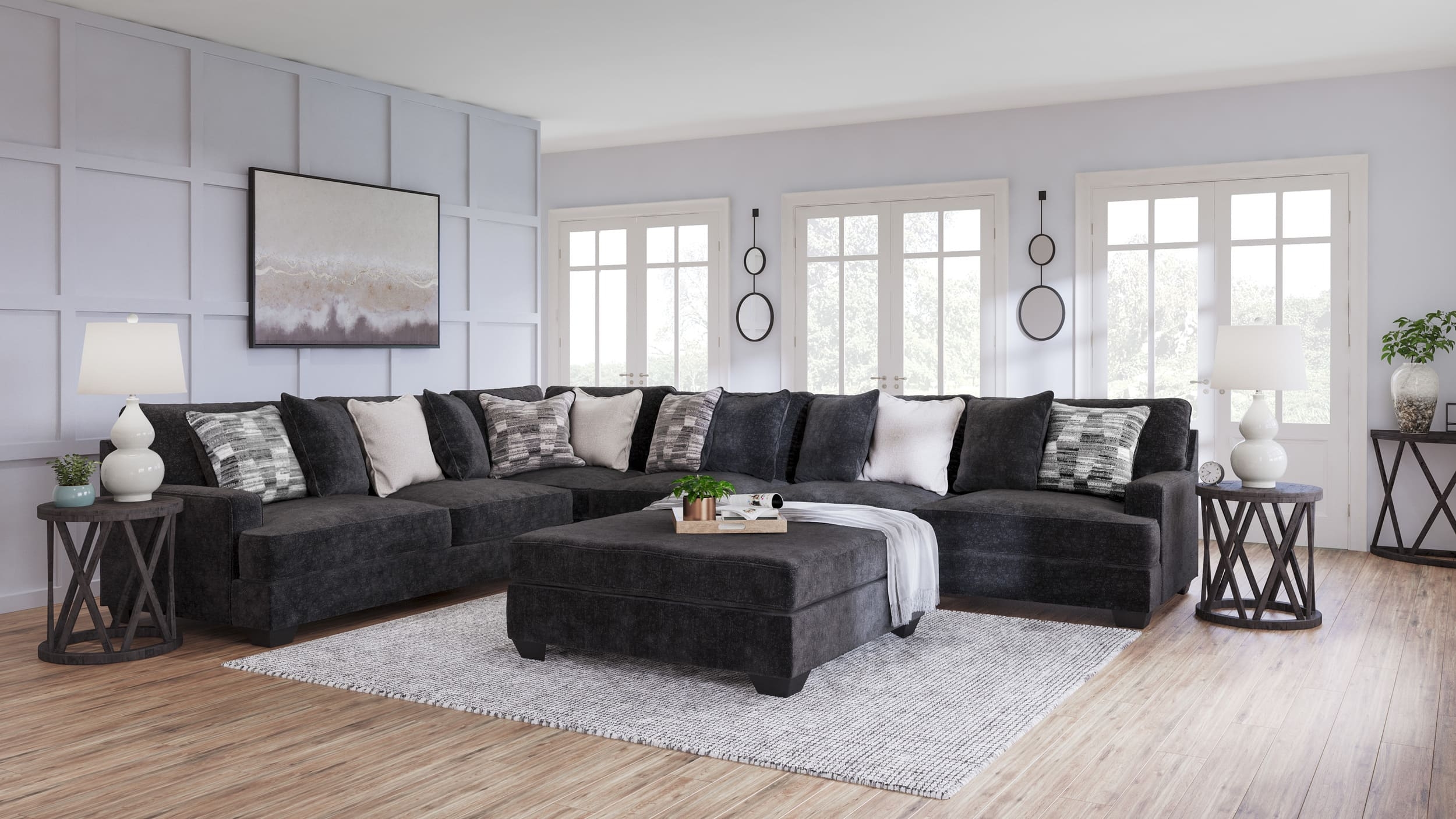 Lavernett 4-Piece Polyester L-Shaped Sectional Sofa