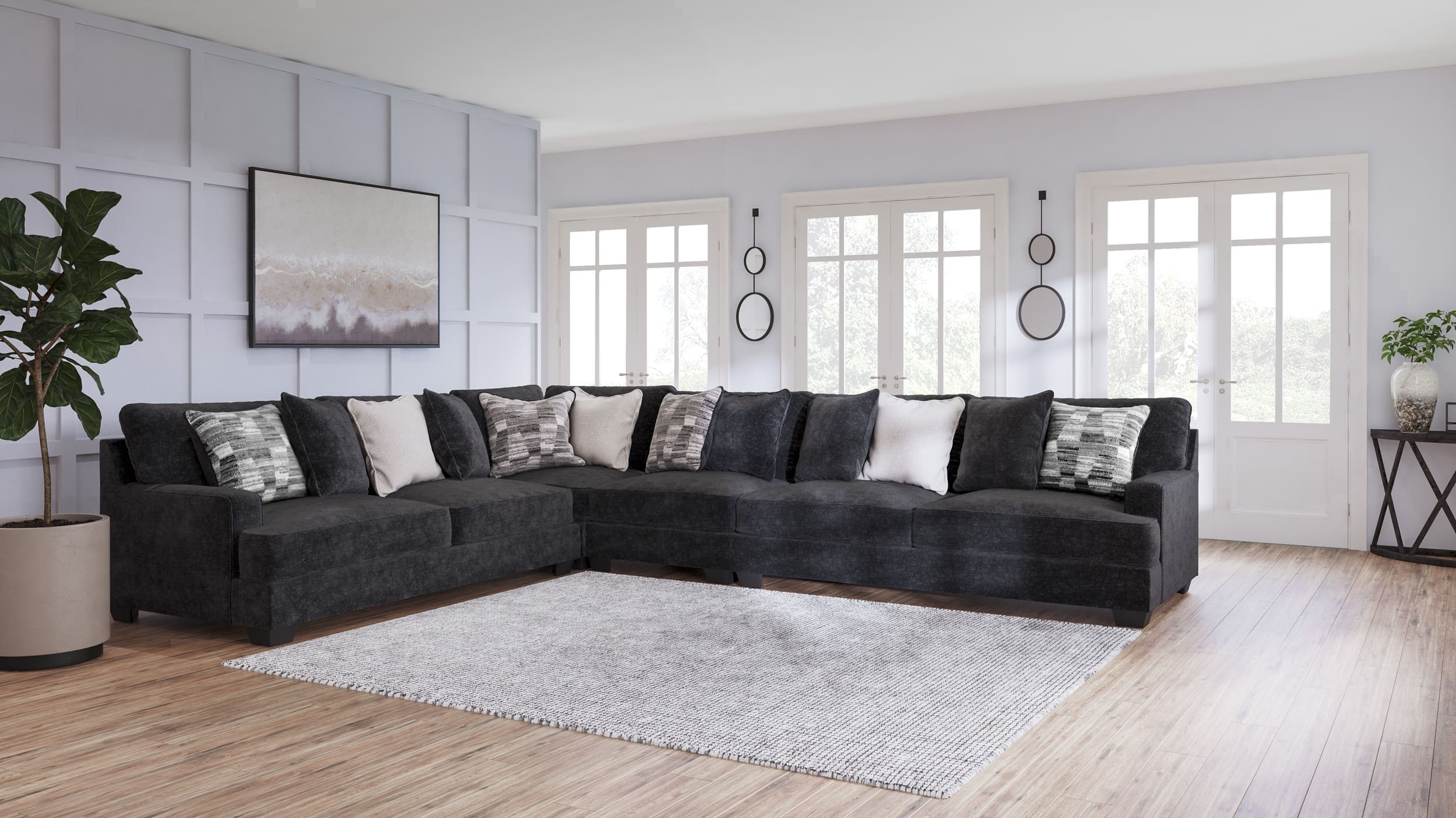 Lavernett 4-Piece Polyester L-Shaped Sectional Sofa