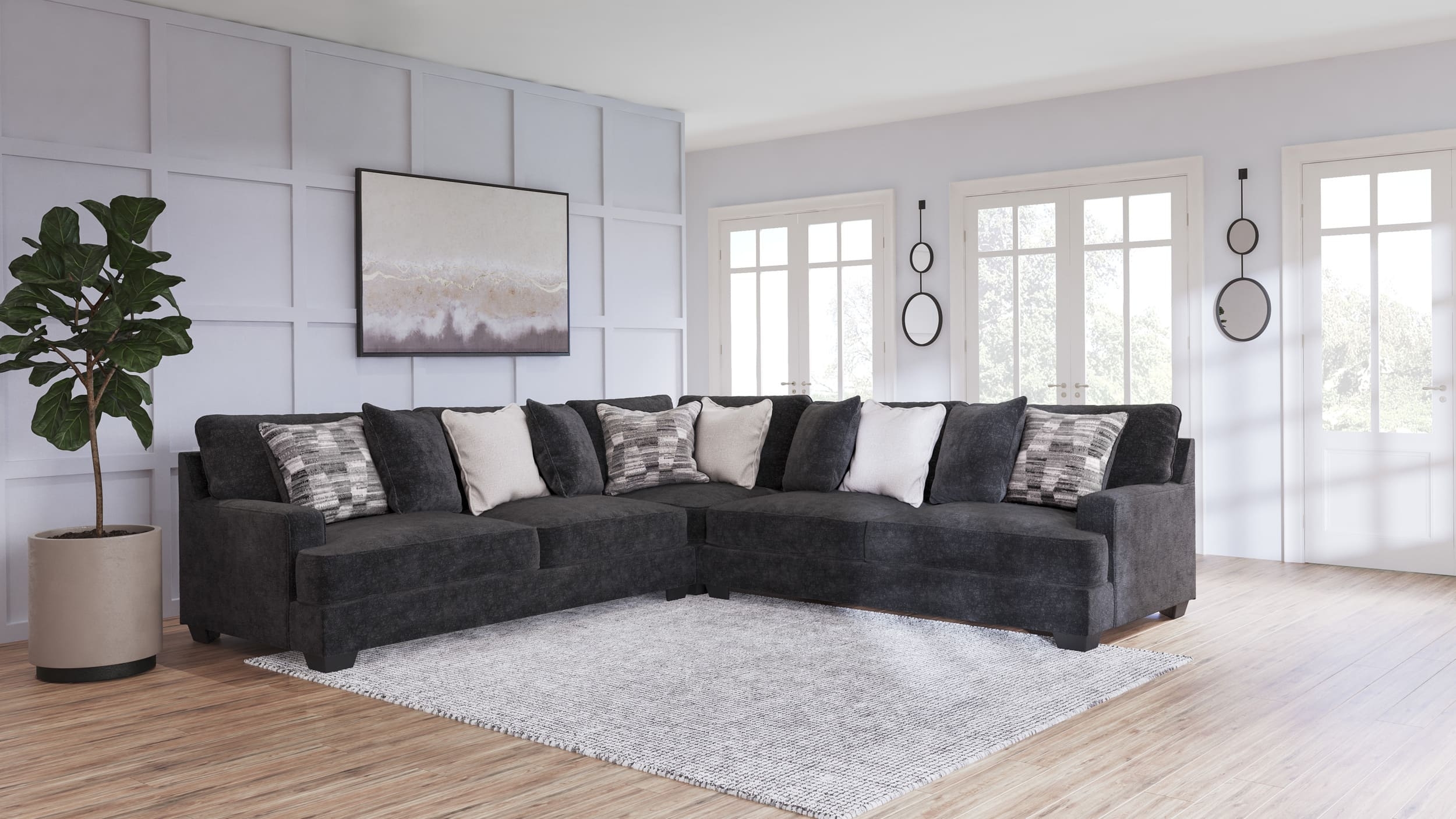 Lavernett 3-Piece Polyester L-Shaped Sectional Sofa