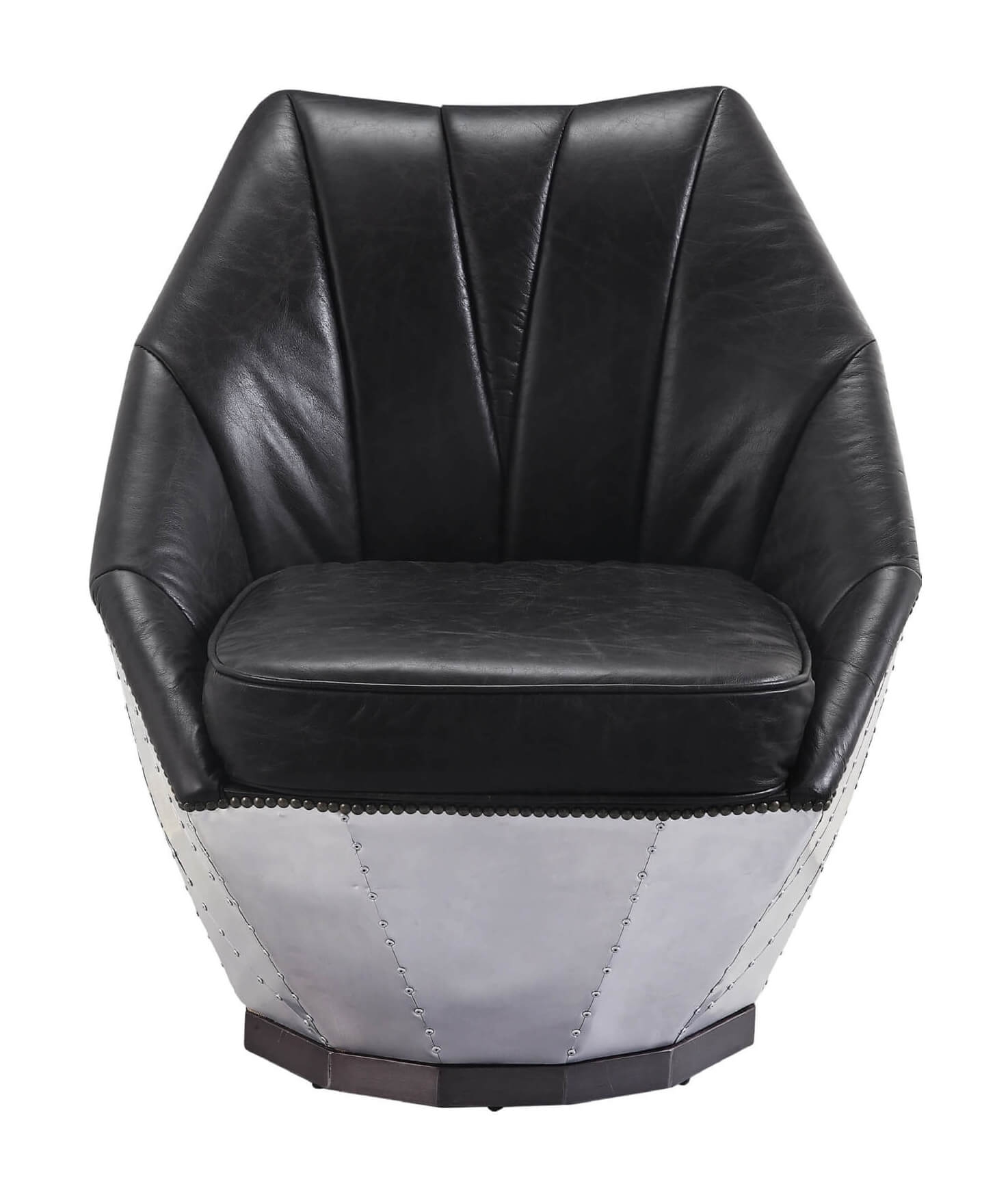 Brancaster 59622 Distress Top Grain Leather/Aluminum Accent Chair