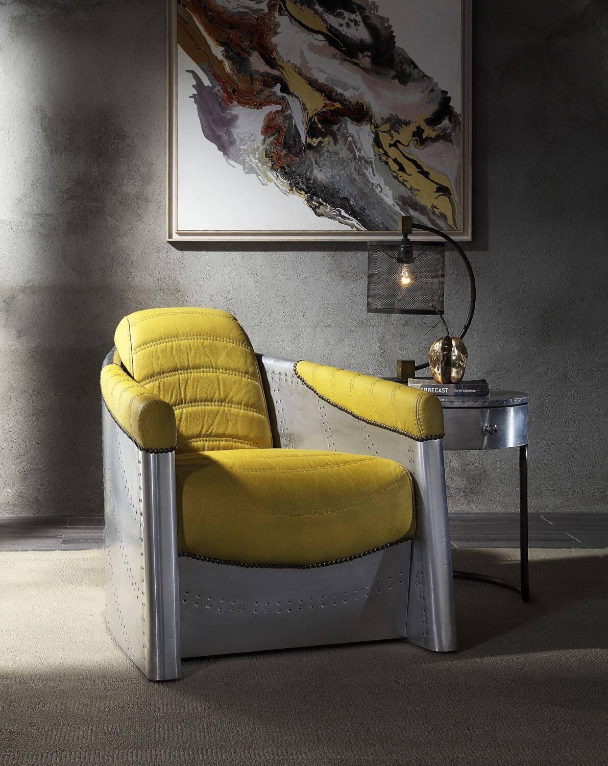 Brancaster 59624 Top Grain Leather/Aluminum Accent Chair
