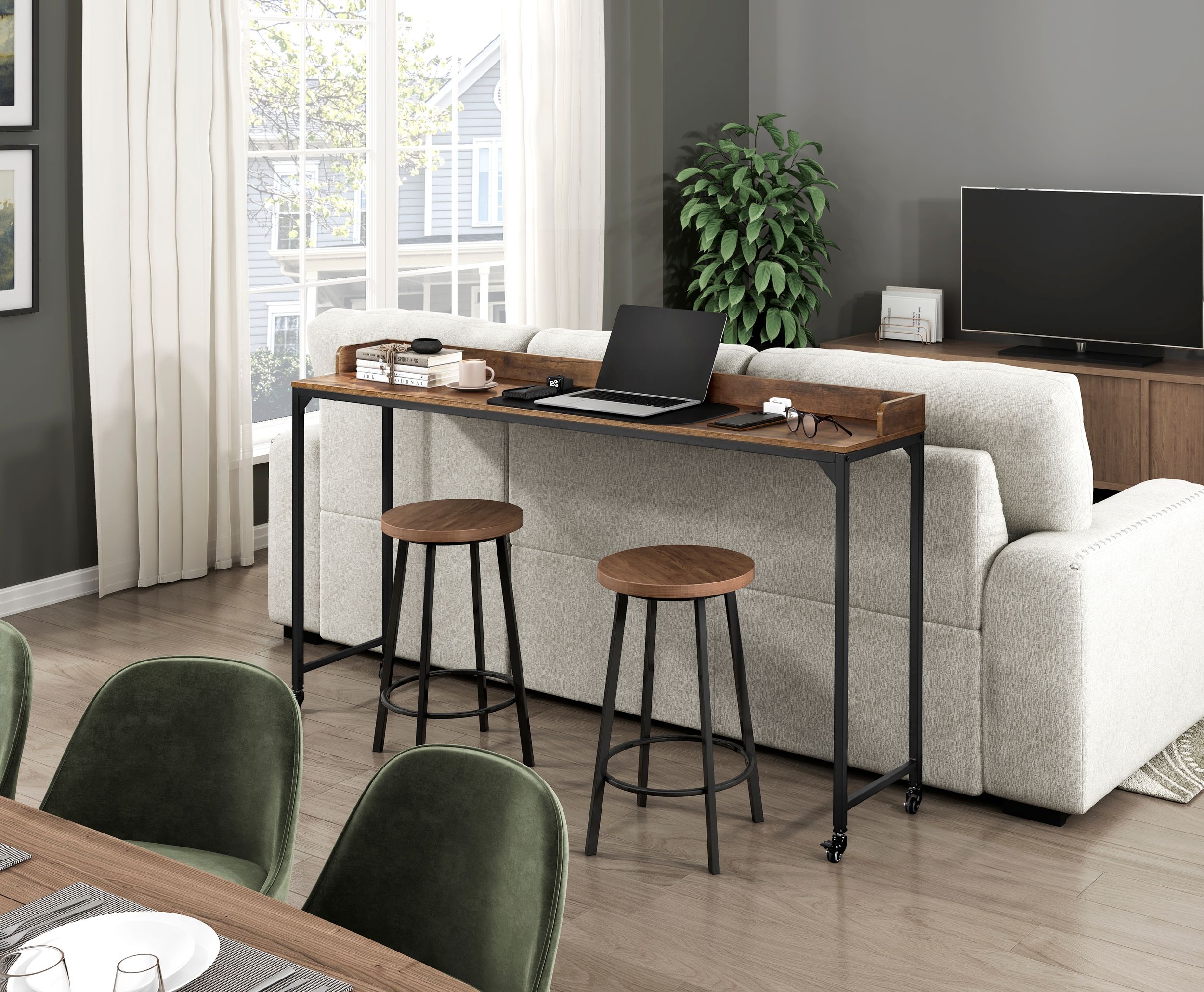 Sumter Rectangular Wood/Metal/Melamine Over The Bed Desk
