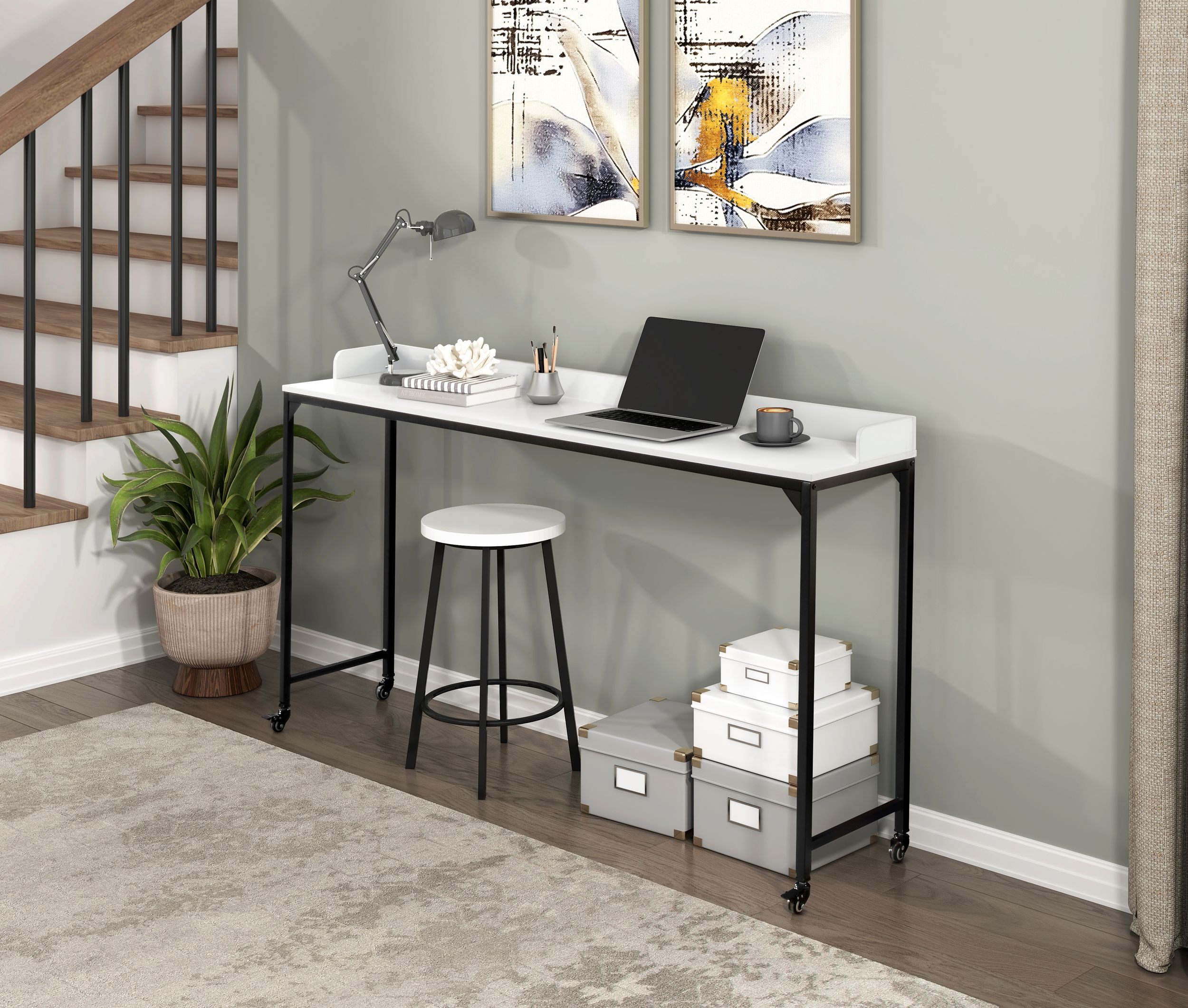 Sumter Rectangular Wood/Metal/Melamine Over The Bed Desk