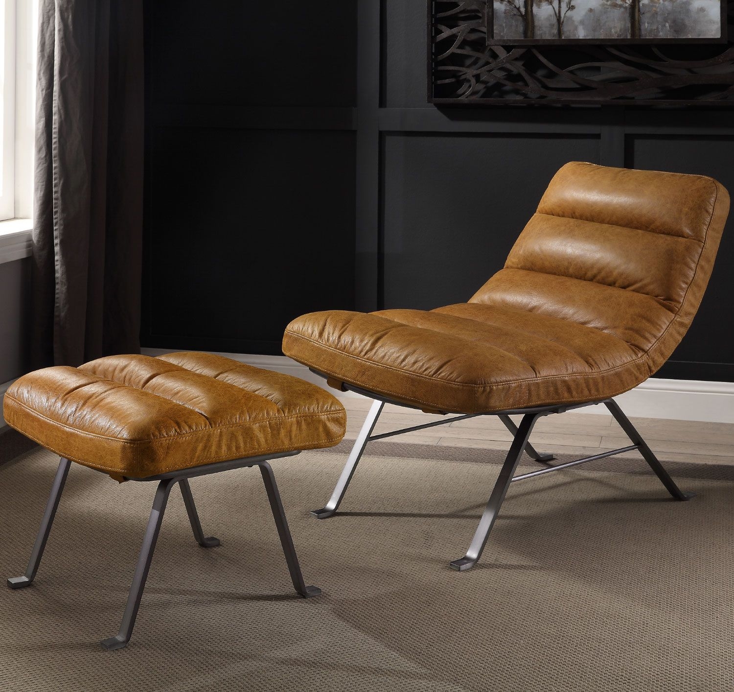 Bison Top Grain Leather Accent Chair