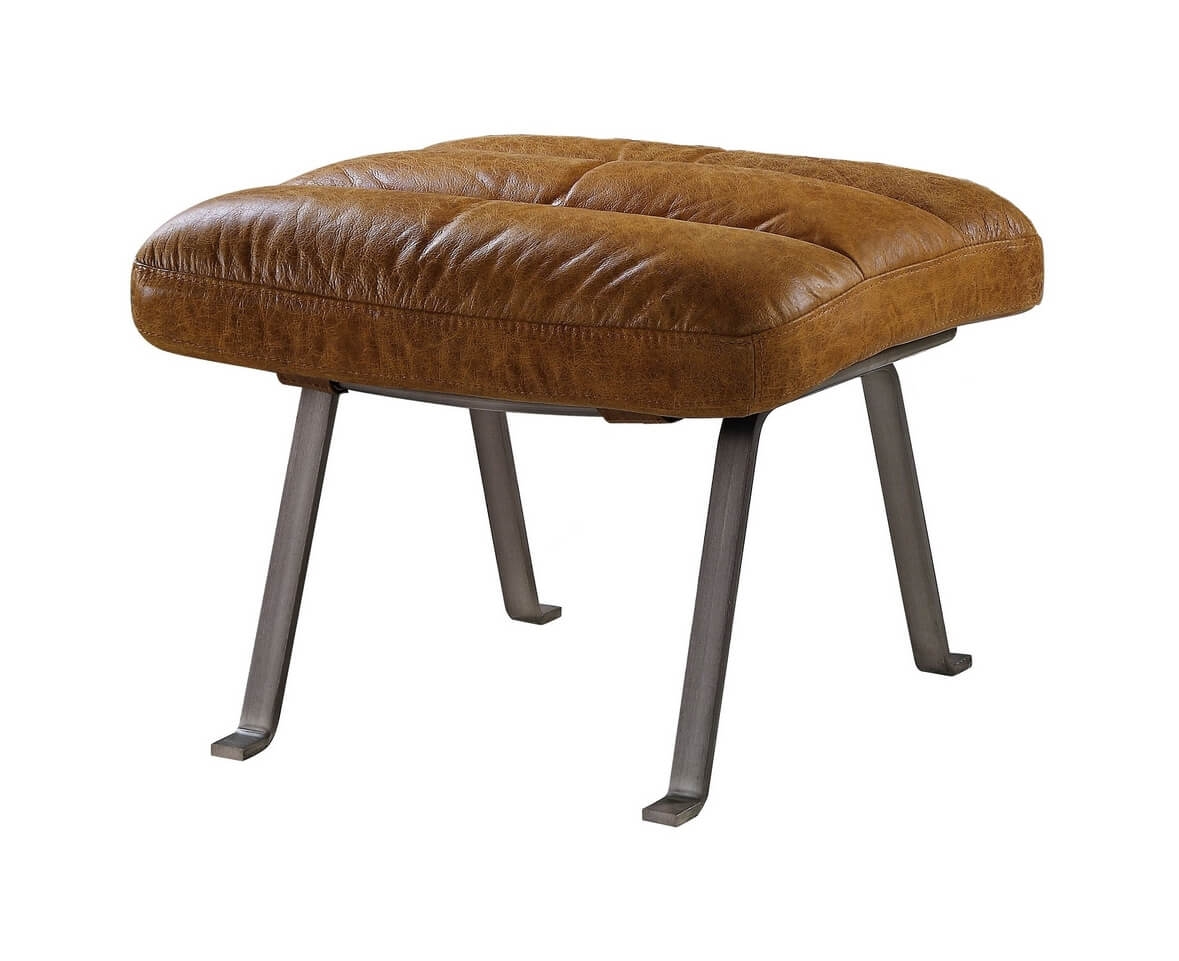 Bison Top Grain Leather Accent Ottoman