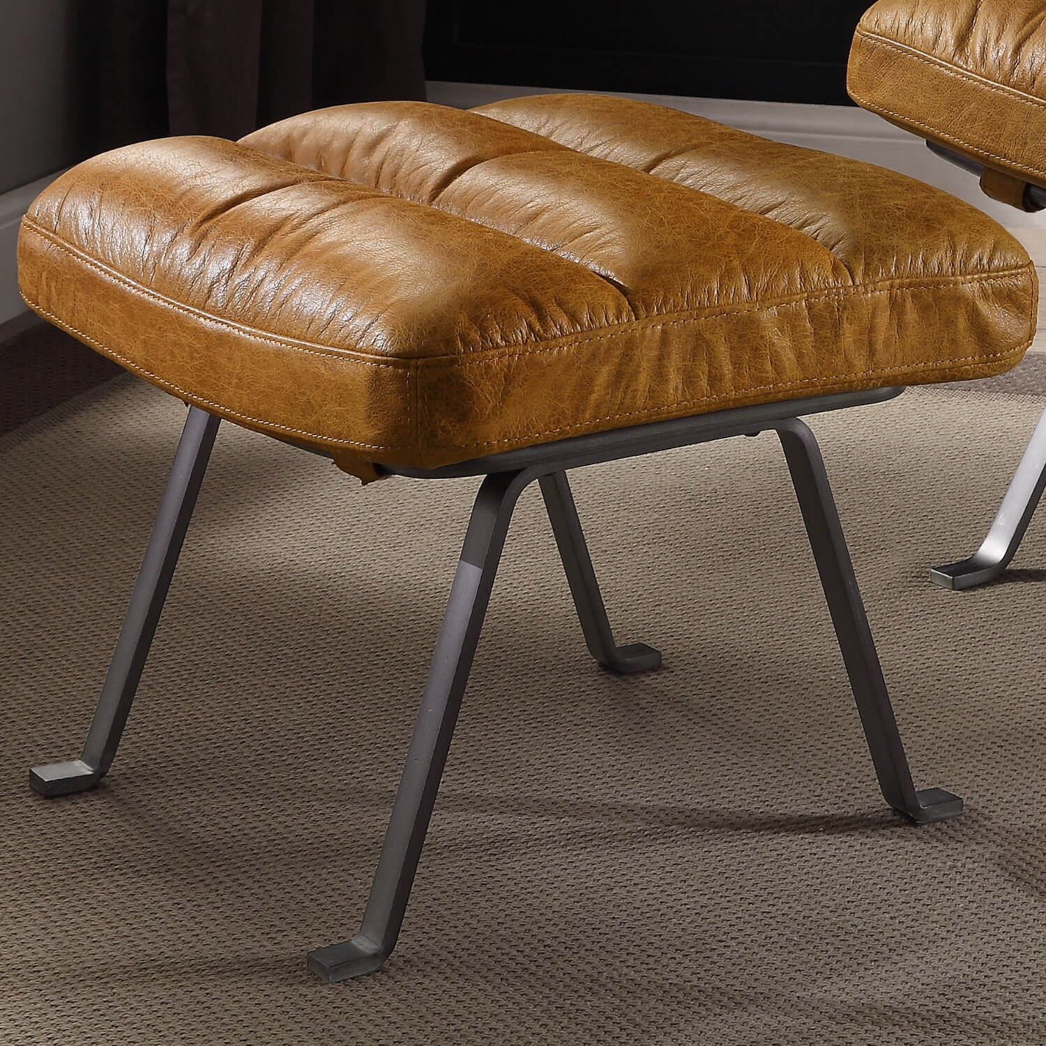 Bison Top Grain Leather Accent Ottoman