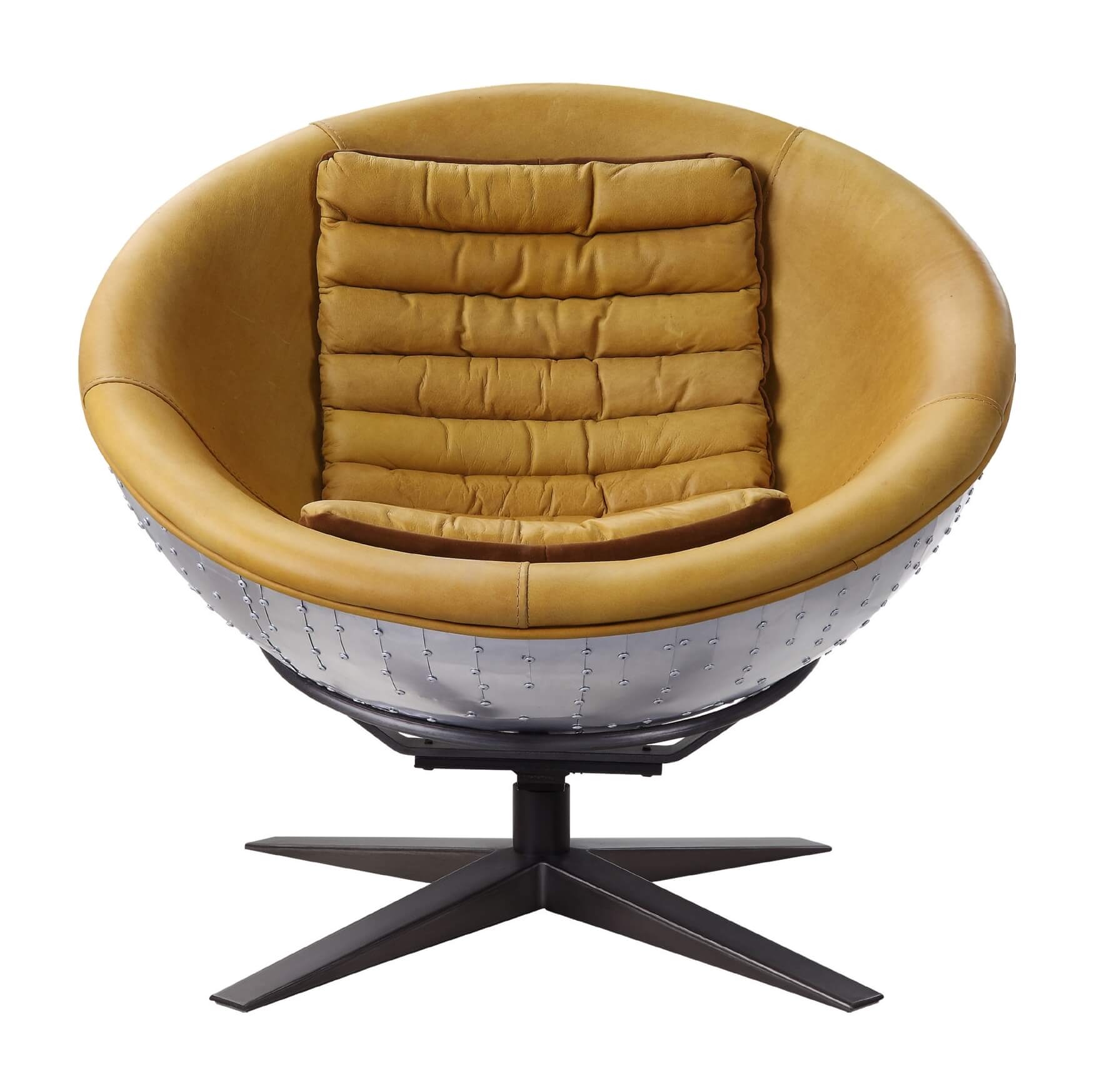 Brancaster 59664 Top Grain Leather/Aluminum Accent Chair