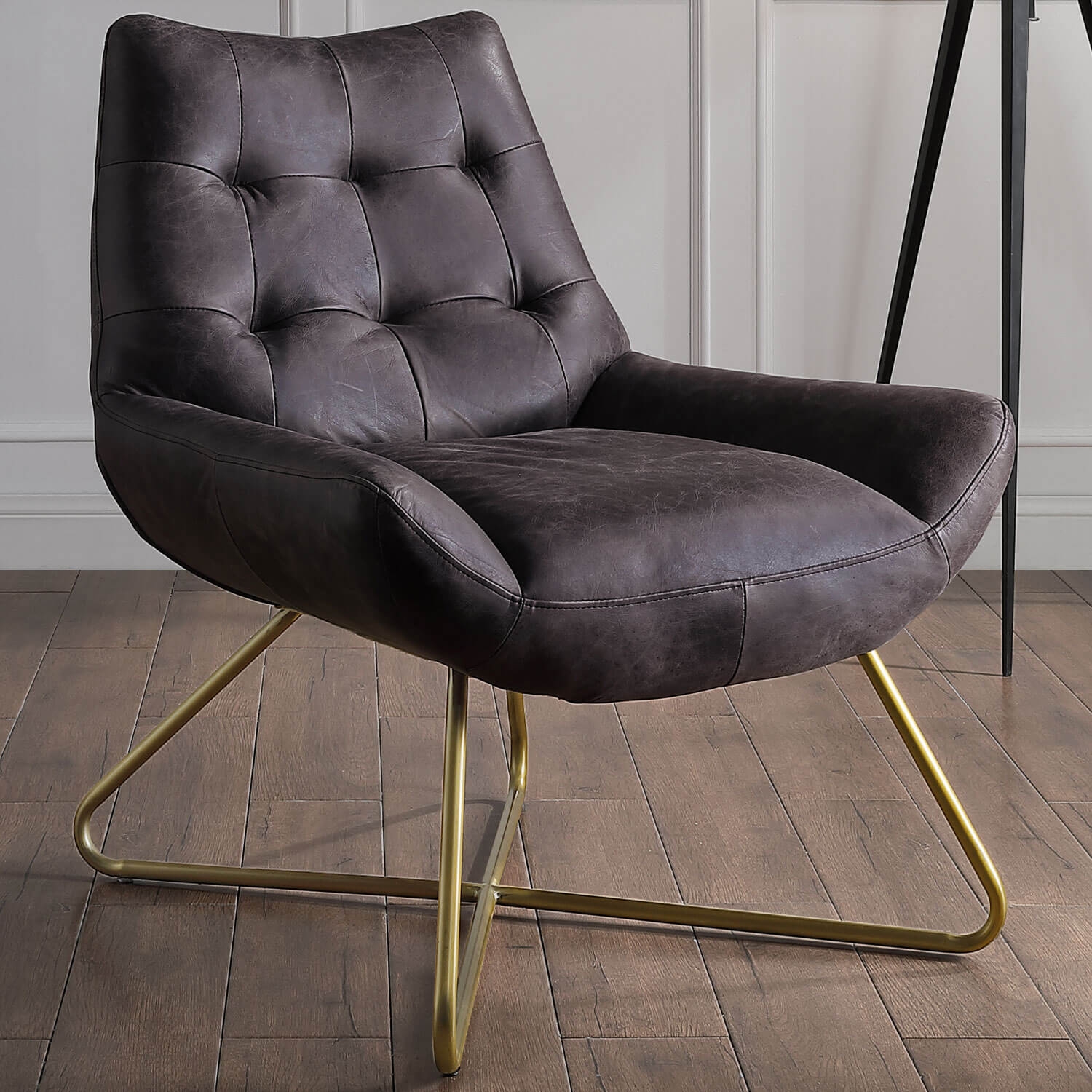 Dhalsim Top Grain Leather Accent Chair
