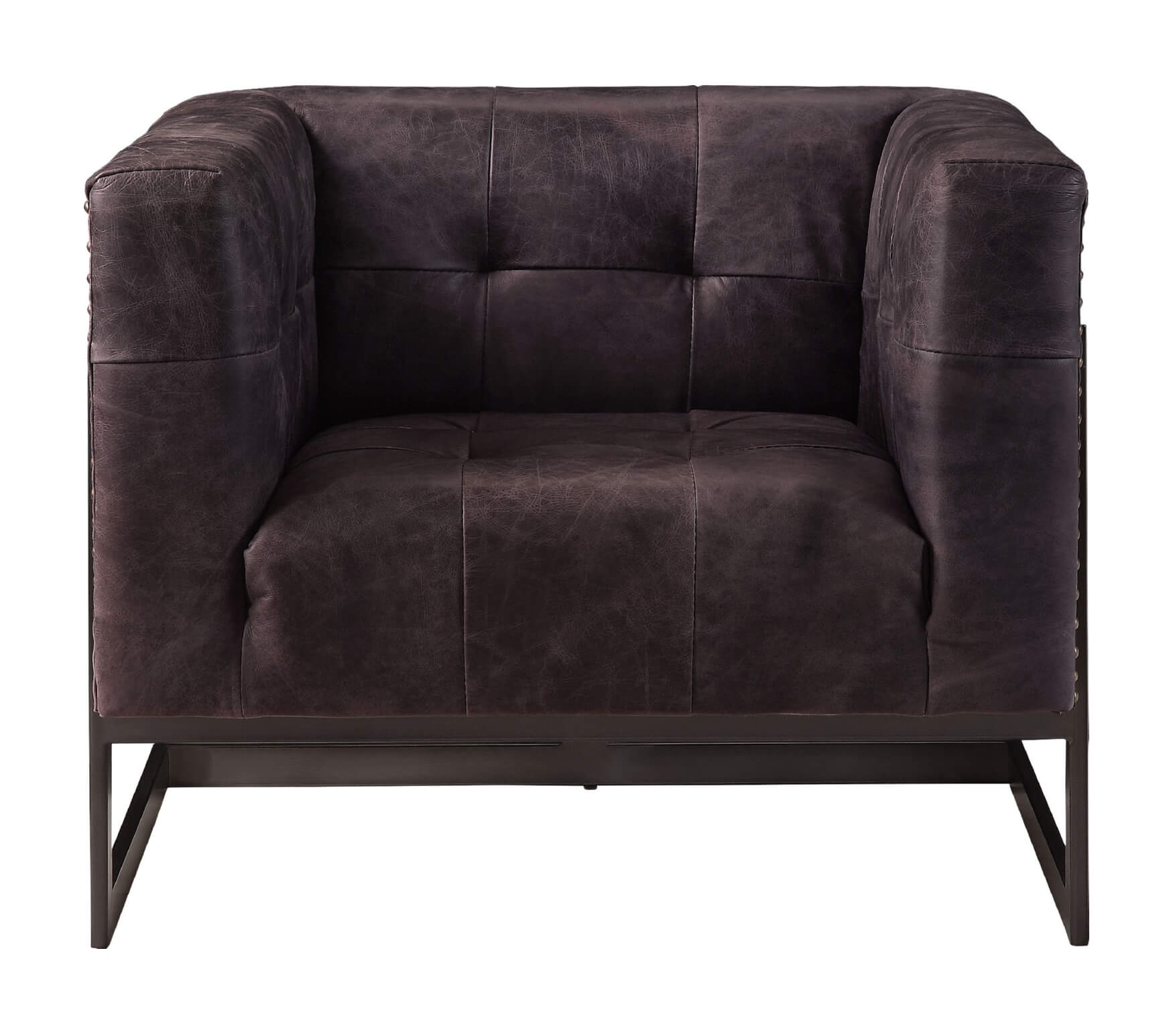 Sagat Top Grain Leather/Rustic Oak Accent Chair