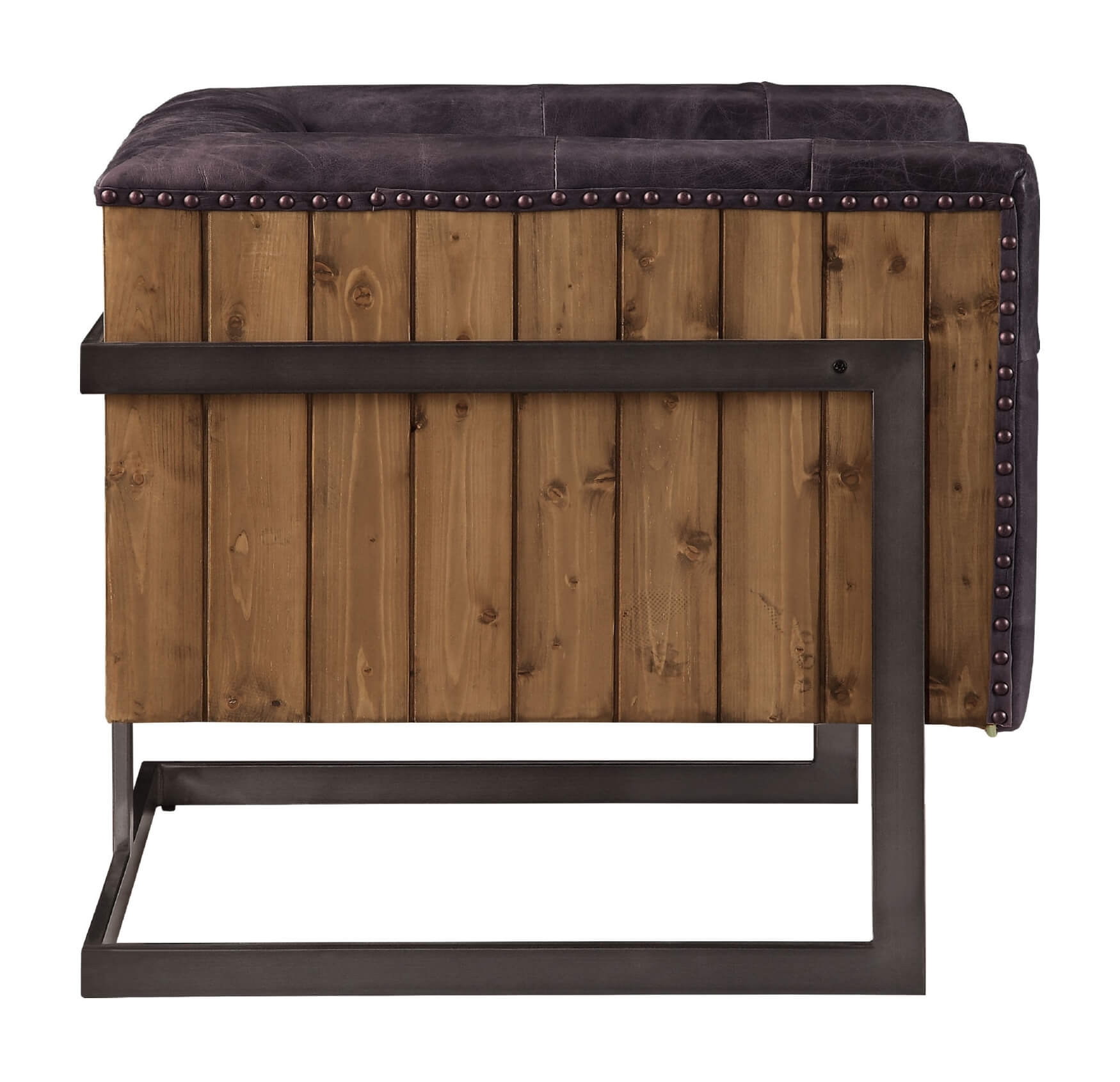 Sagat Top Grain Leather/Rustic Oak Accent Chair