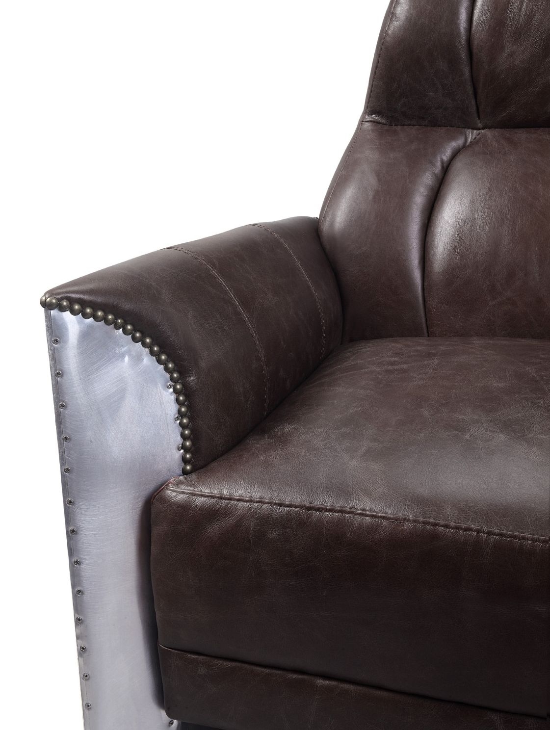 Brancaster 59715 Vintage Top Grain Leather/Aluminum Accent Chair
