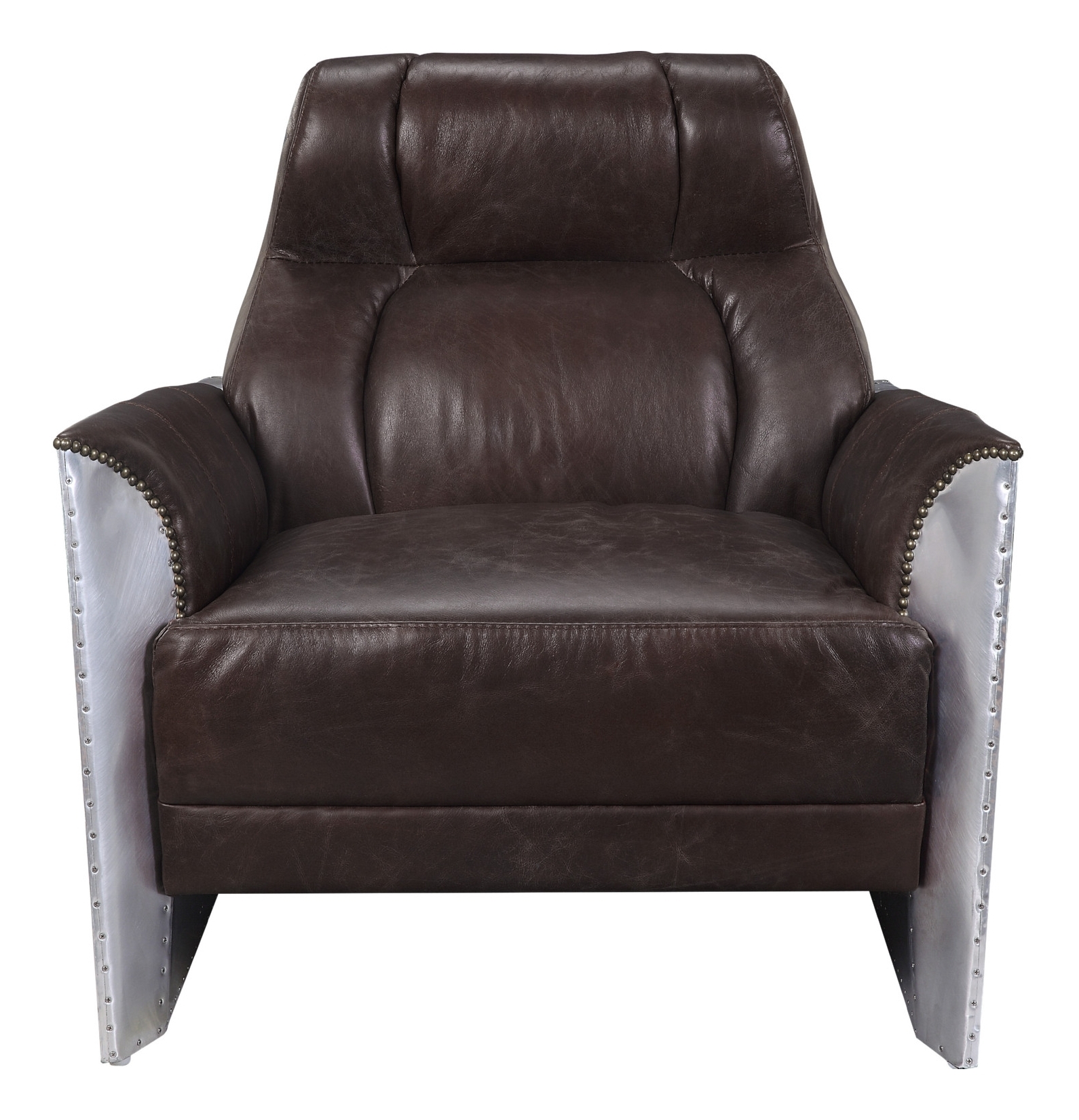 Brancaster 59715 Vintage Top Grain Leather/Aluminum Accent Chair