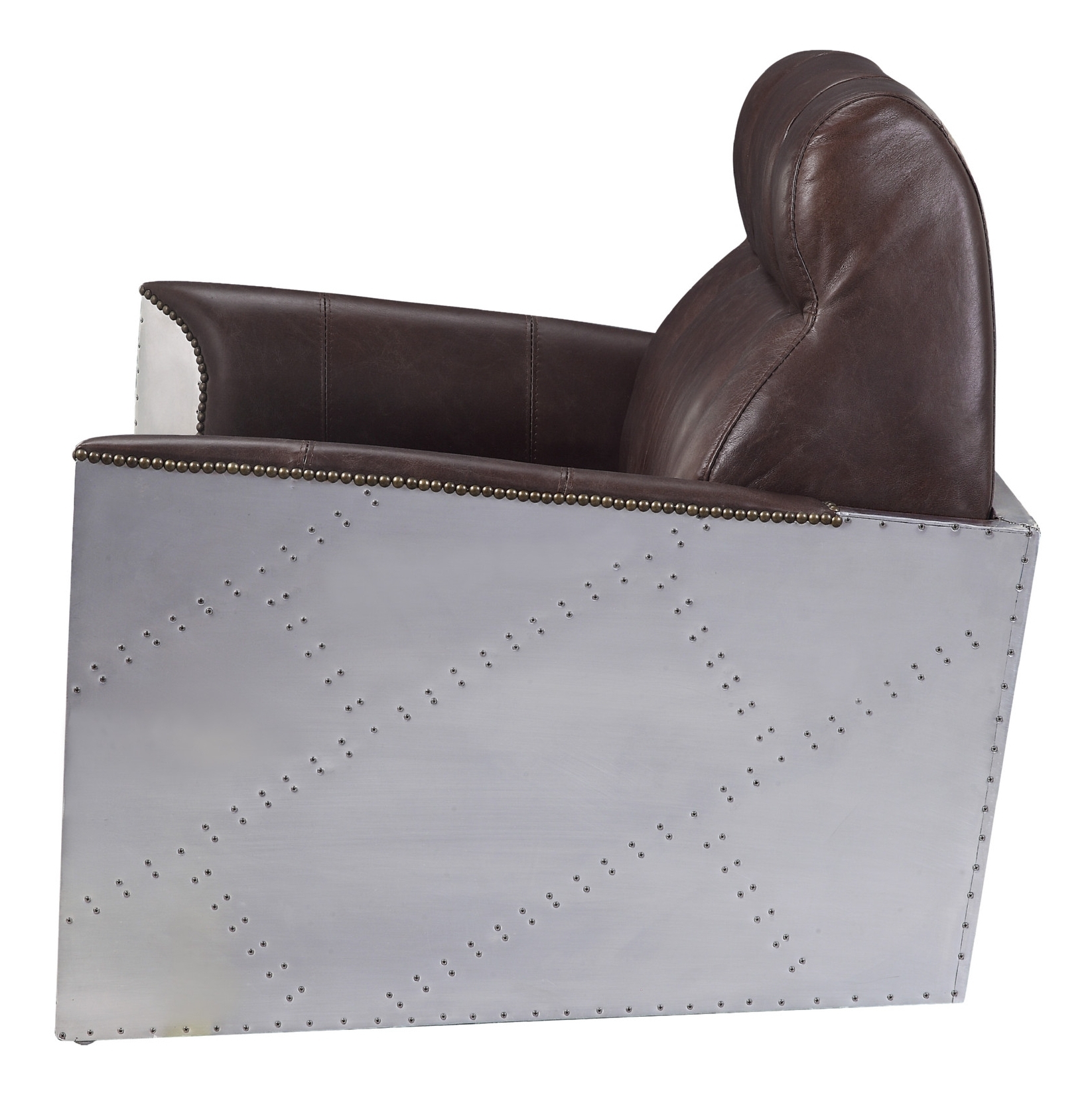 Brancaster 59715 Vintage Top Grain Leather/Aluminum Accent Chair
