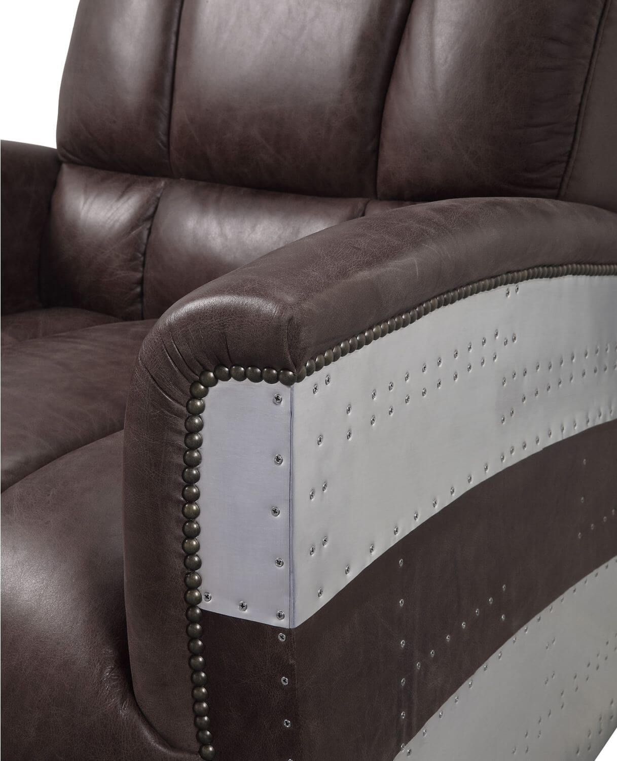 Brancaster 59716 Vintage Top Grain Leather/Aluminum Accent Chair