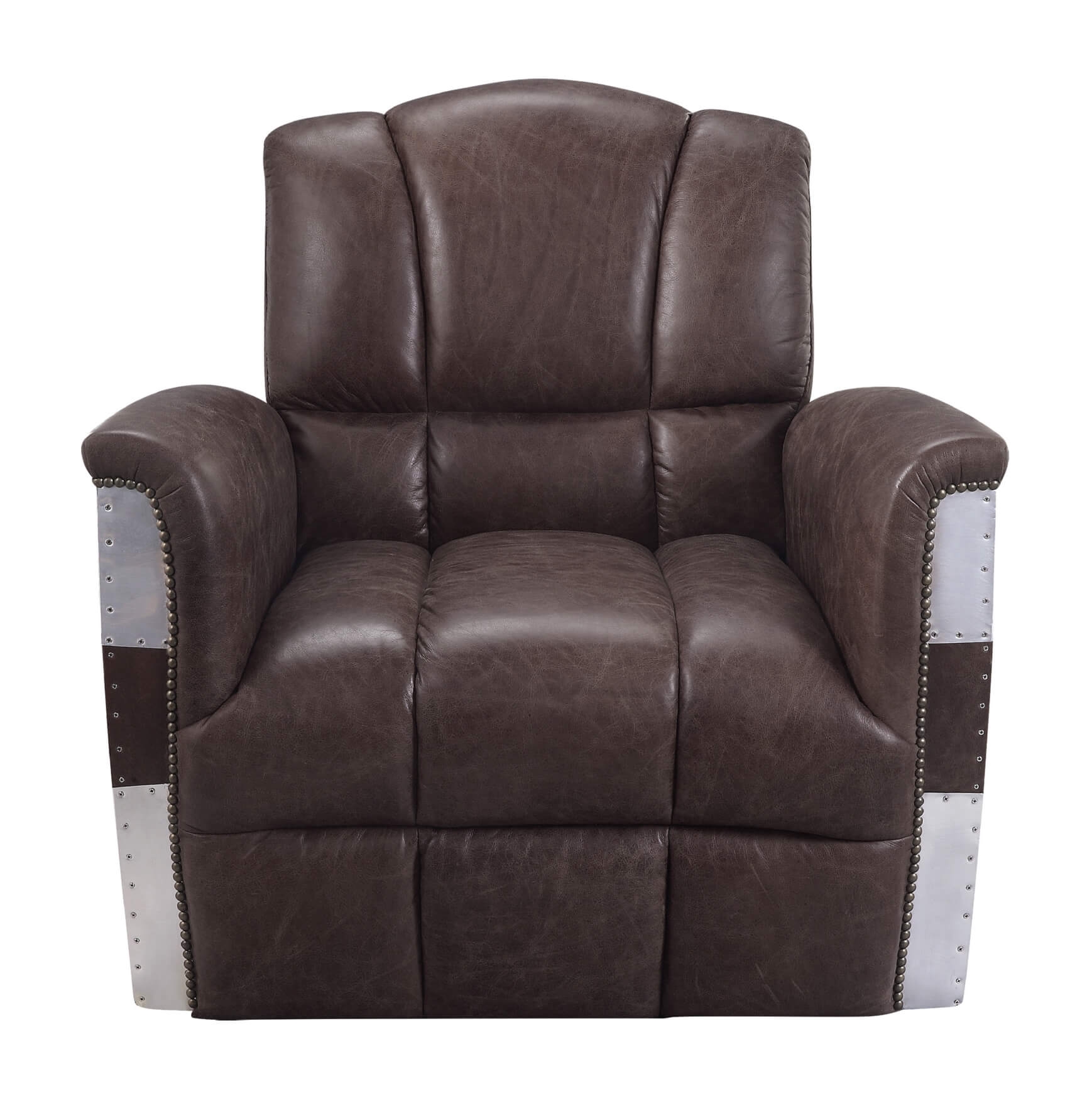 Brancaster 59716 Vintage Top Grain Leather/Aluminum Accent Chair