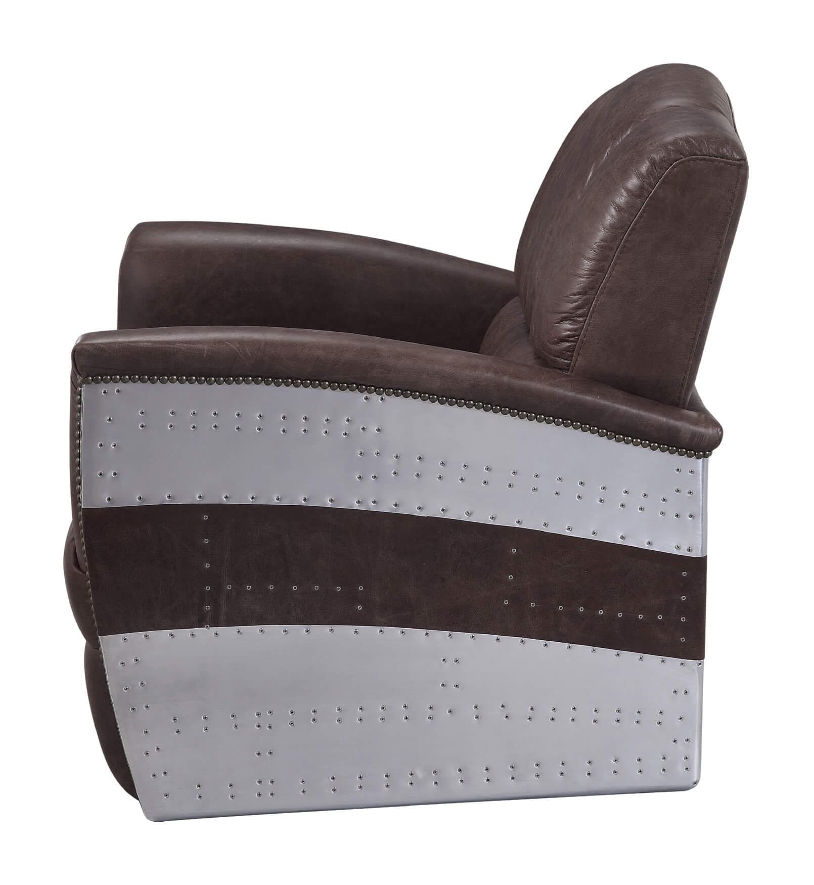 Brancaster 59716 Vintage Top Grain Leather/Aluminum Accent Chair