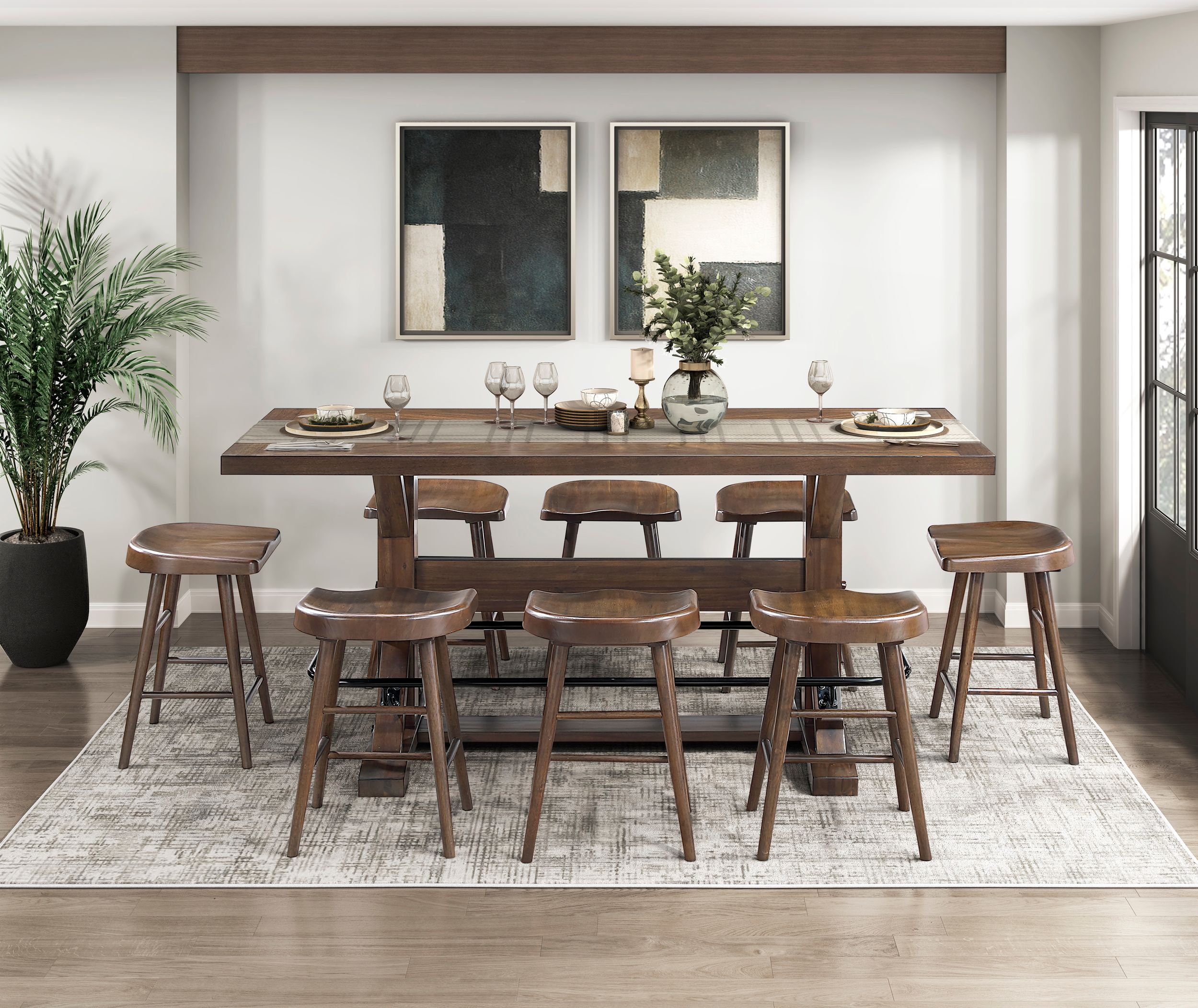 Oliver Rectangular Wood/Metal Counter Height Set