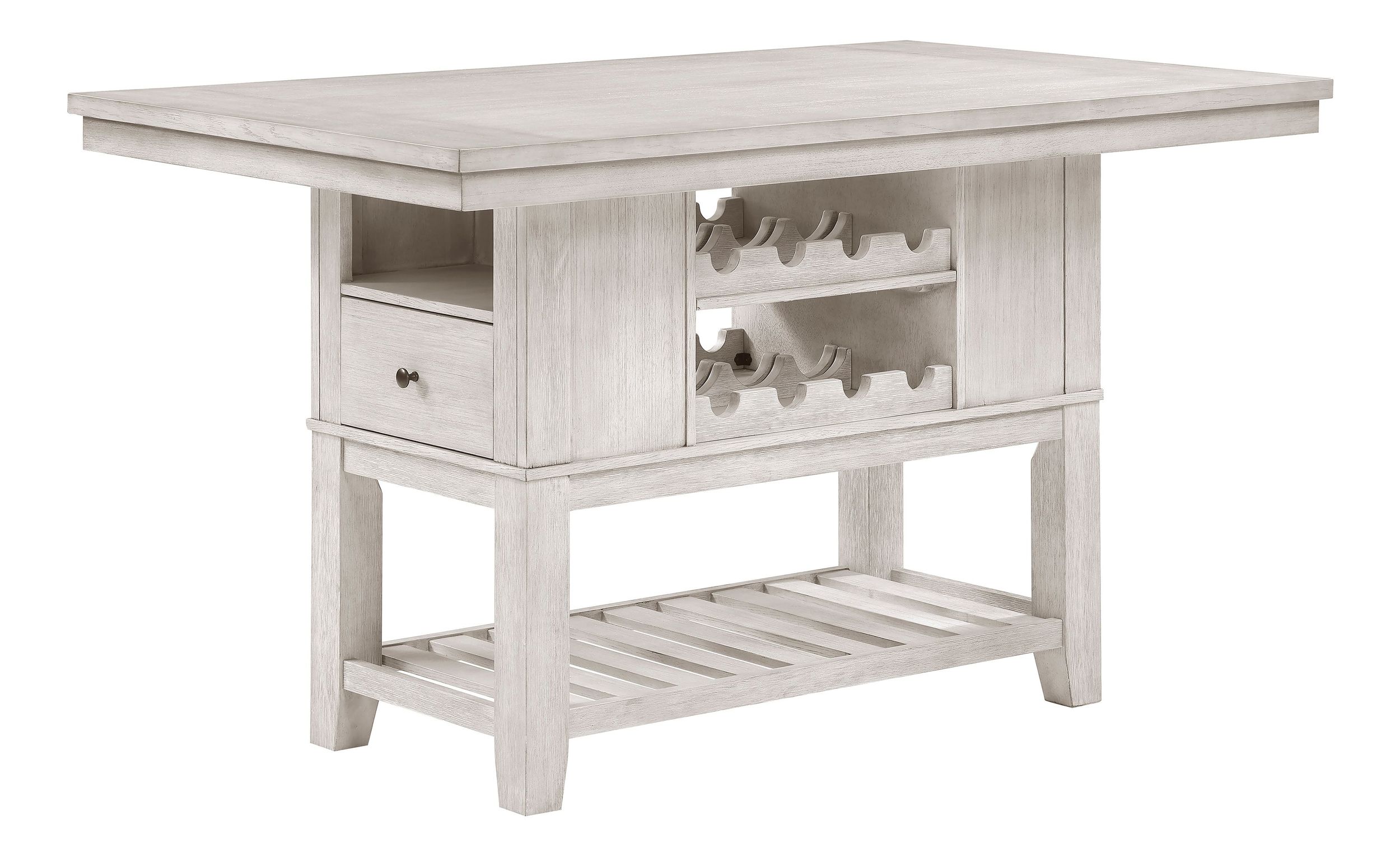 Savile Rectangular Wood Counter Height Table with Wine Racks