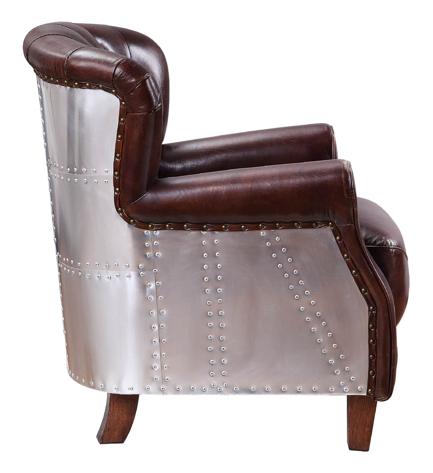 Brancaster 59830 Top Grain Leather/Aluminum Accent Chair