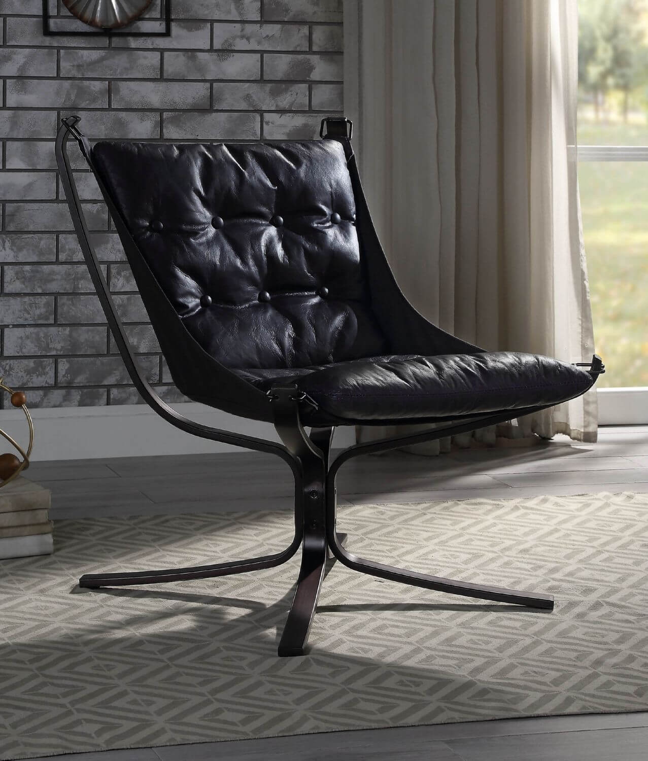 Carney Top Grain Leather Accent Chair