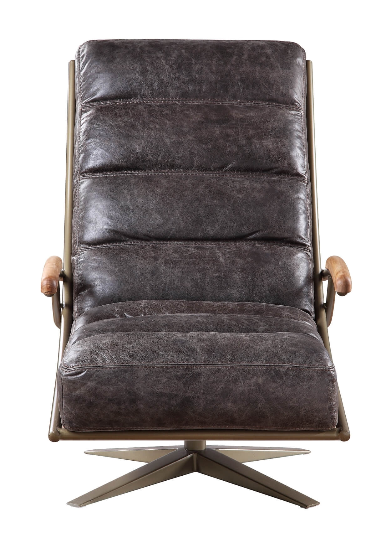Ekin Top Grain Leather Swivel Accent Chair