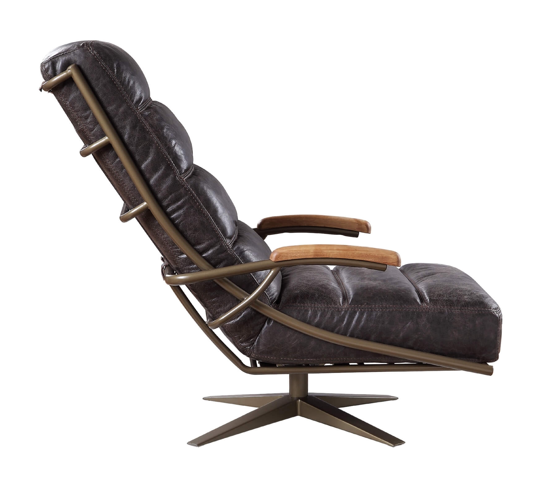 Ekin Top Grain Leather Swivel Accent Chair