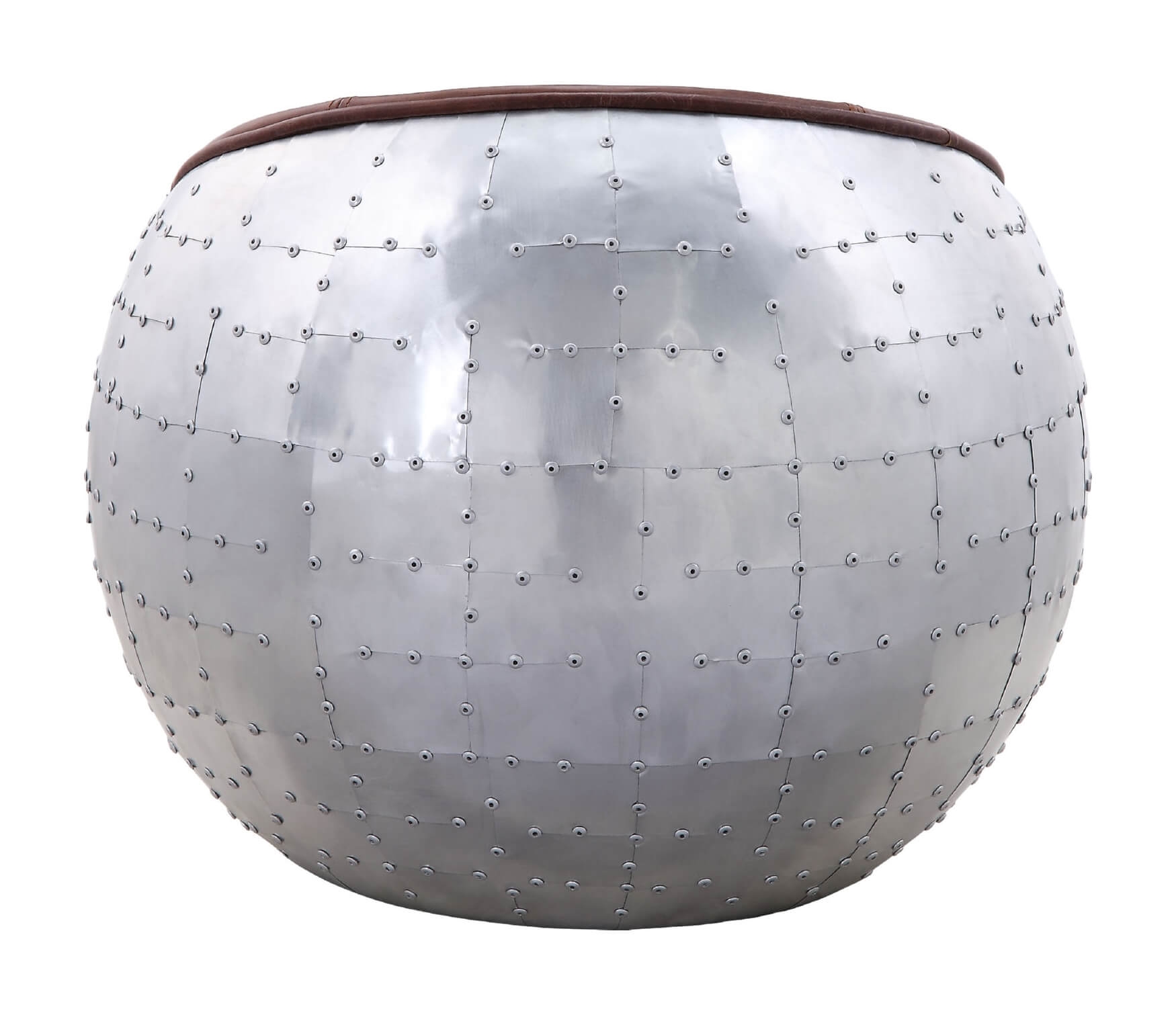 Brancaster Top Grain Leather/Aluminum Ottoman