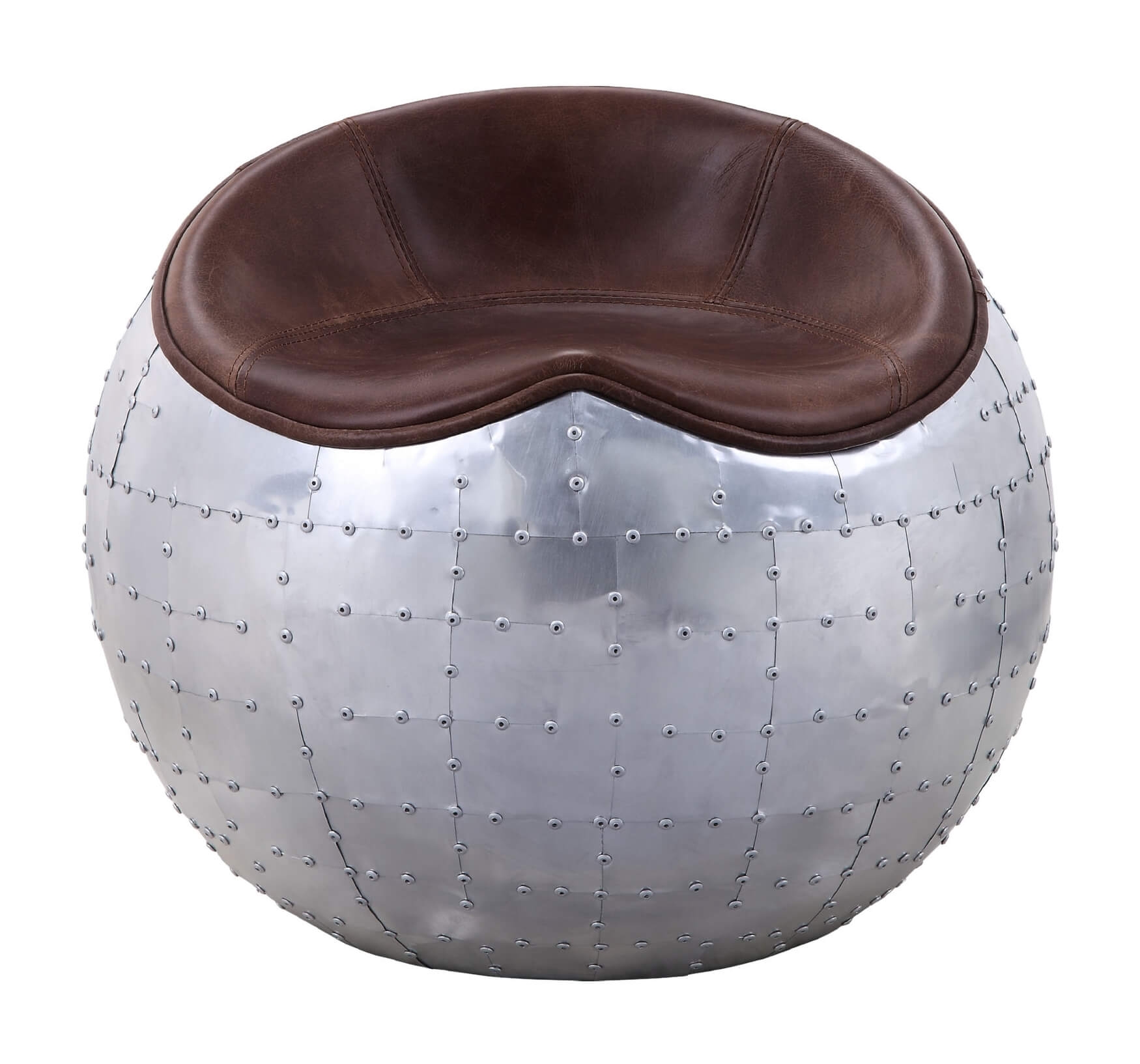 Brancaster Top Grain Leather/Aluminum Ottoman