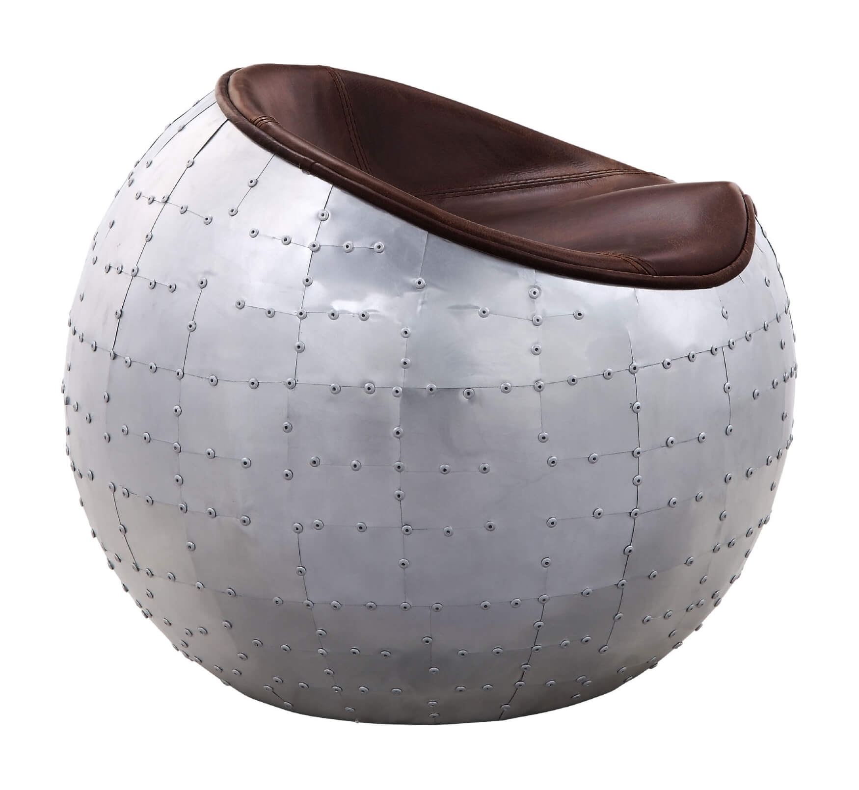 Brancaster Top Grain Leather/Aluminum Ottoman