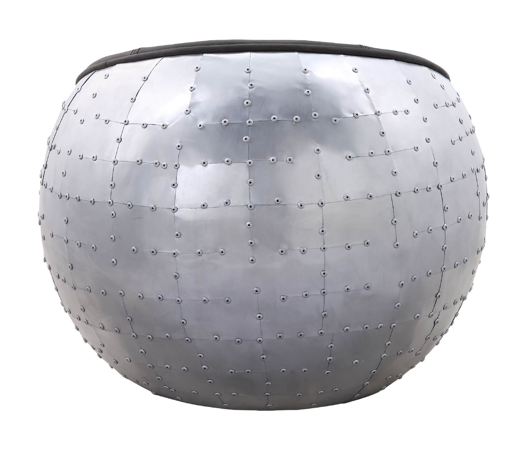 Brancaster Top Grain Leather/Aluminum Ottoman