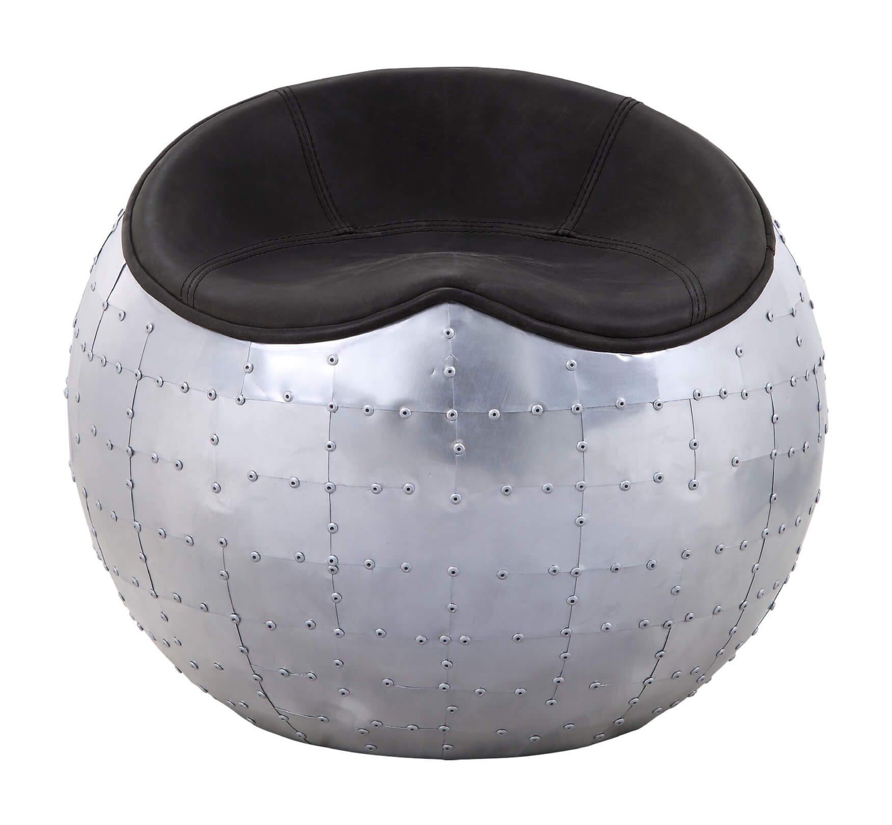 Brancaster Top Grain Leather/Aluminum Ottoman