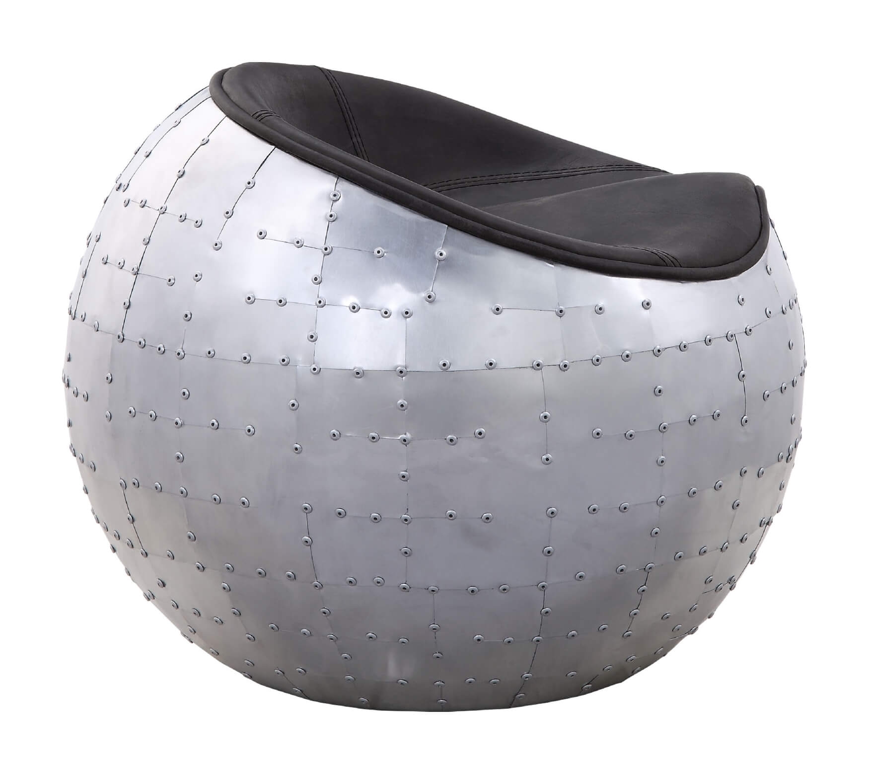 Brancaster Top Grain Leather/Aluminum Ottoman