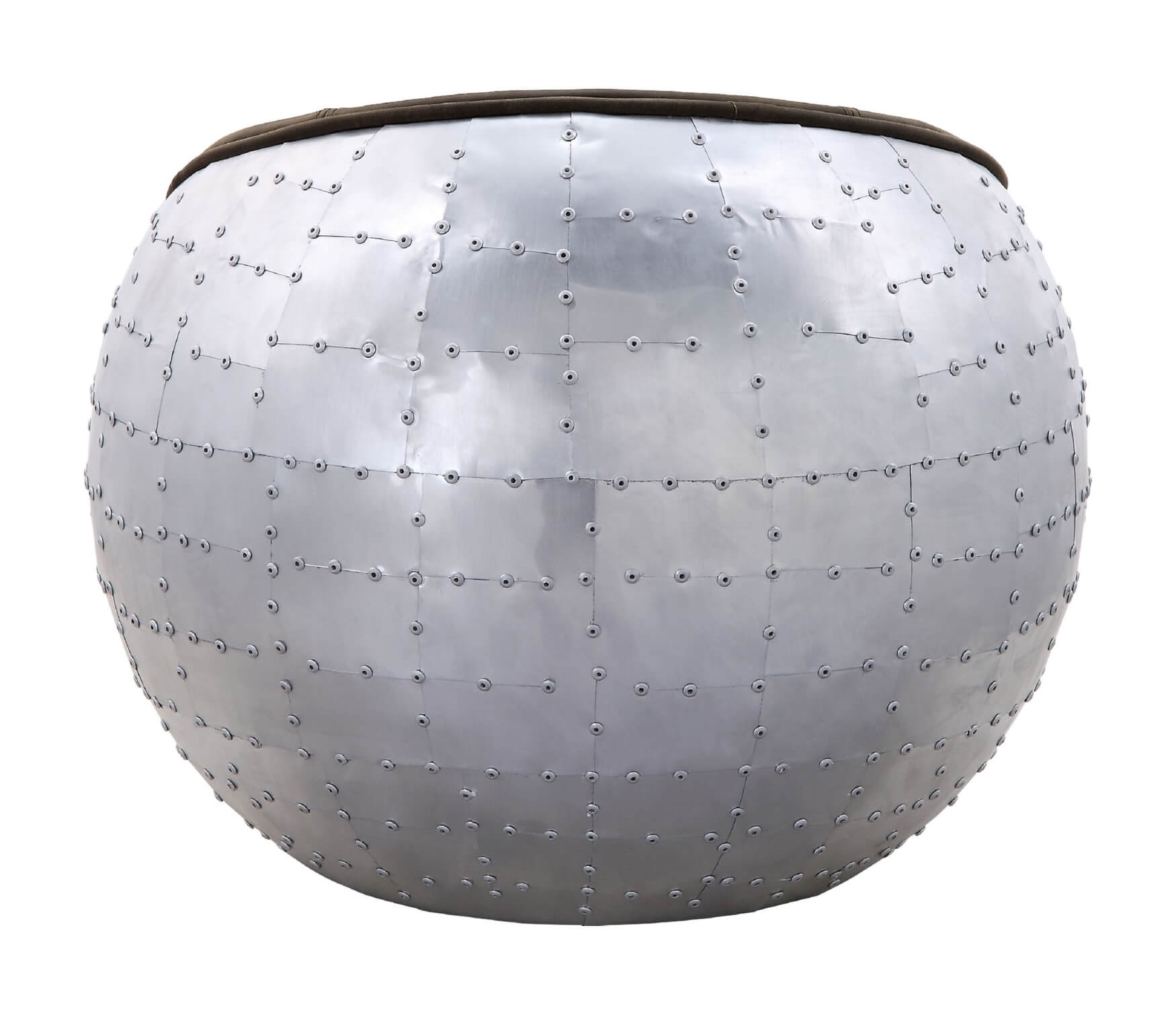 Brancaster Top Grain Leather/Aluminum Ottoman