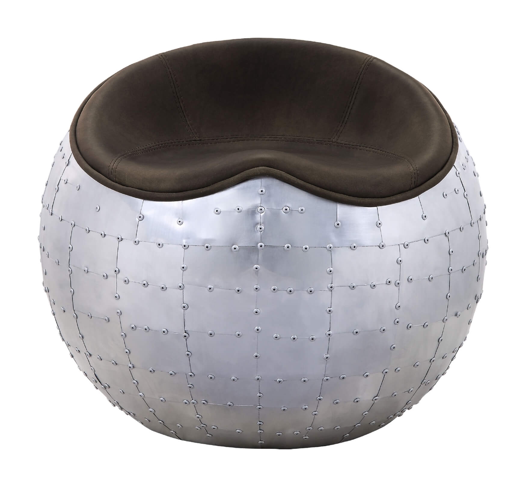 Brancaster Top Grain Leather/Aluminum Ottoman